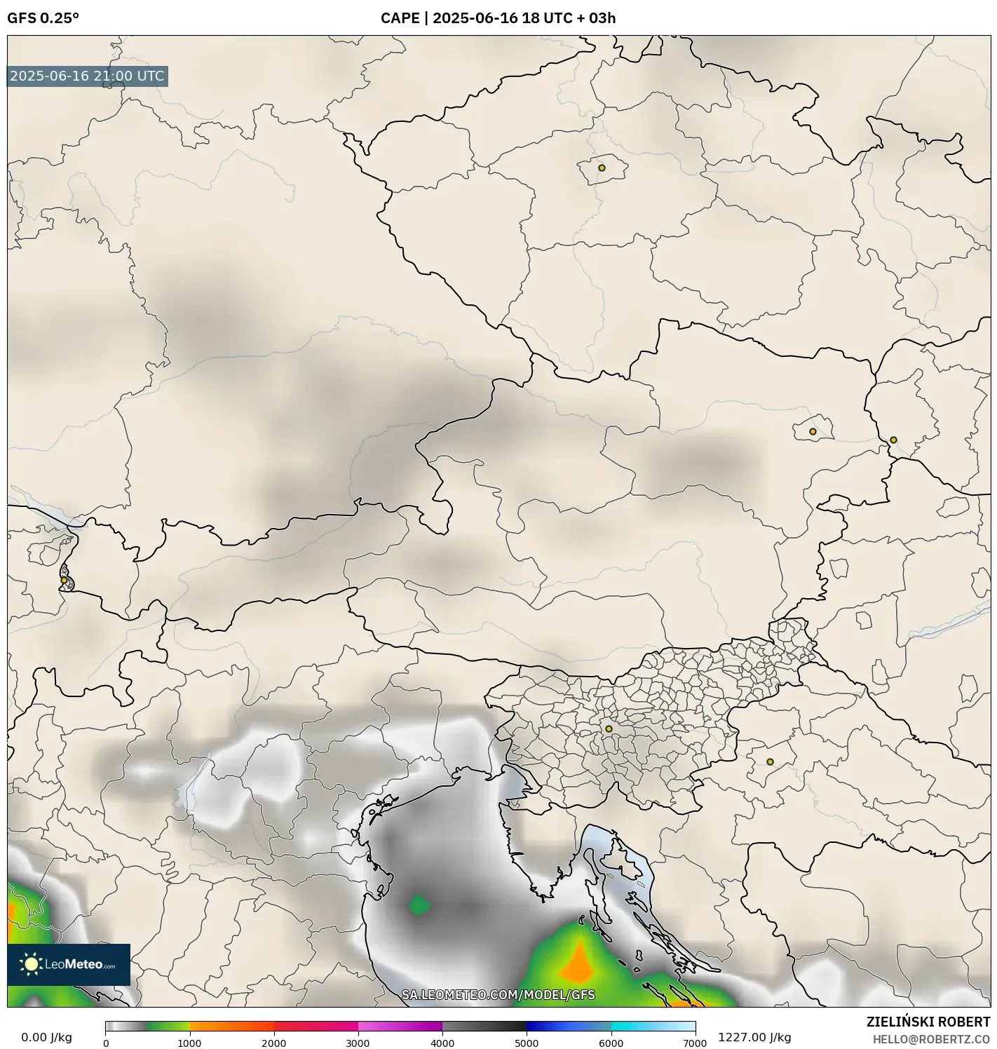 GFS model - Austria, CAPE