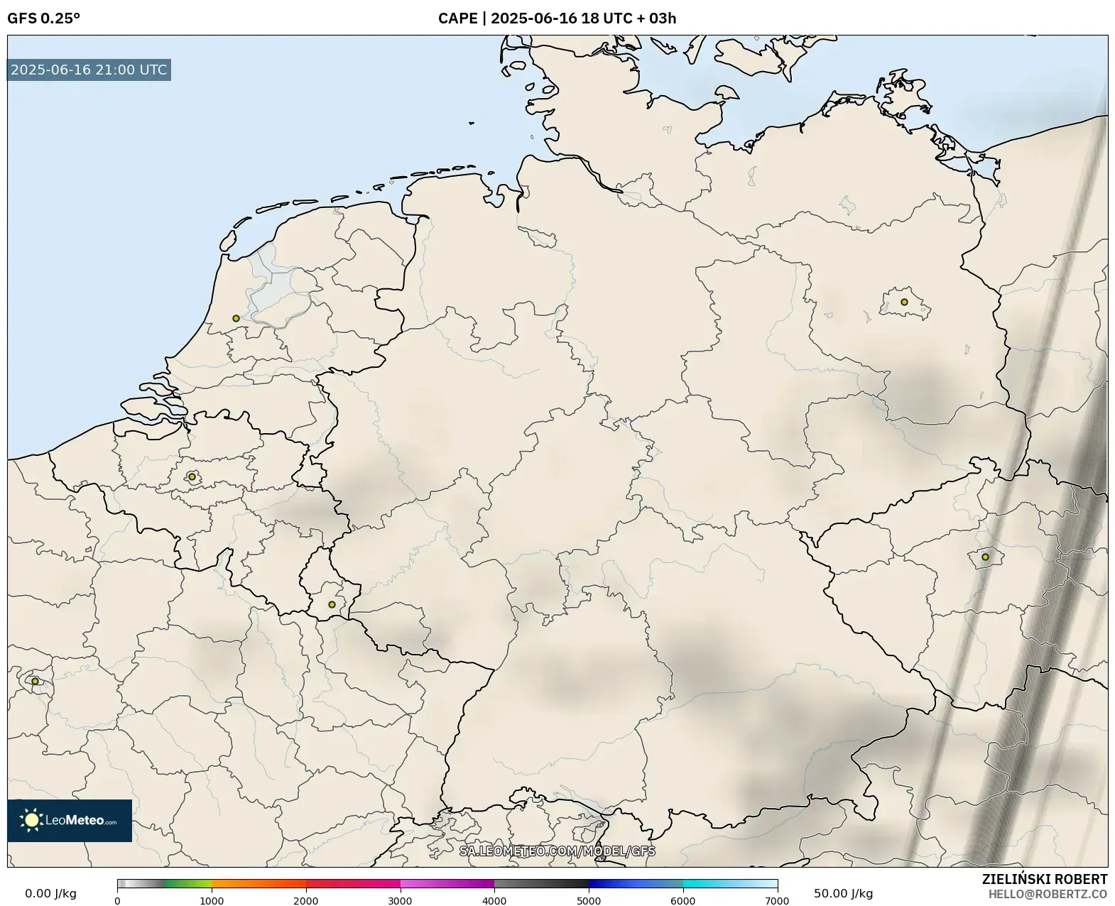 GFS model - Jerman, CAPE GFS model - Jerman, CAPE