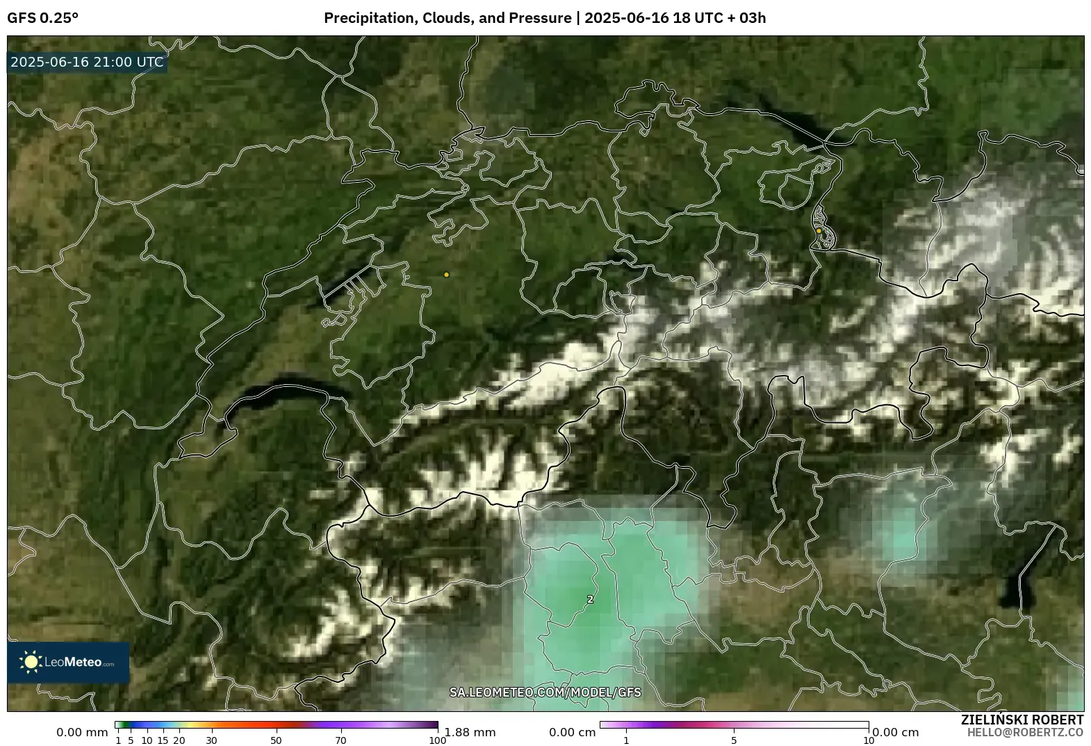 GFS model - Switzerland, Hujan, Awan dan Tekanan GFS model - Switzerland, Hujan, Awan dan Tekanan