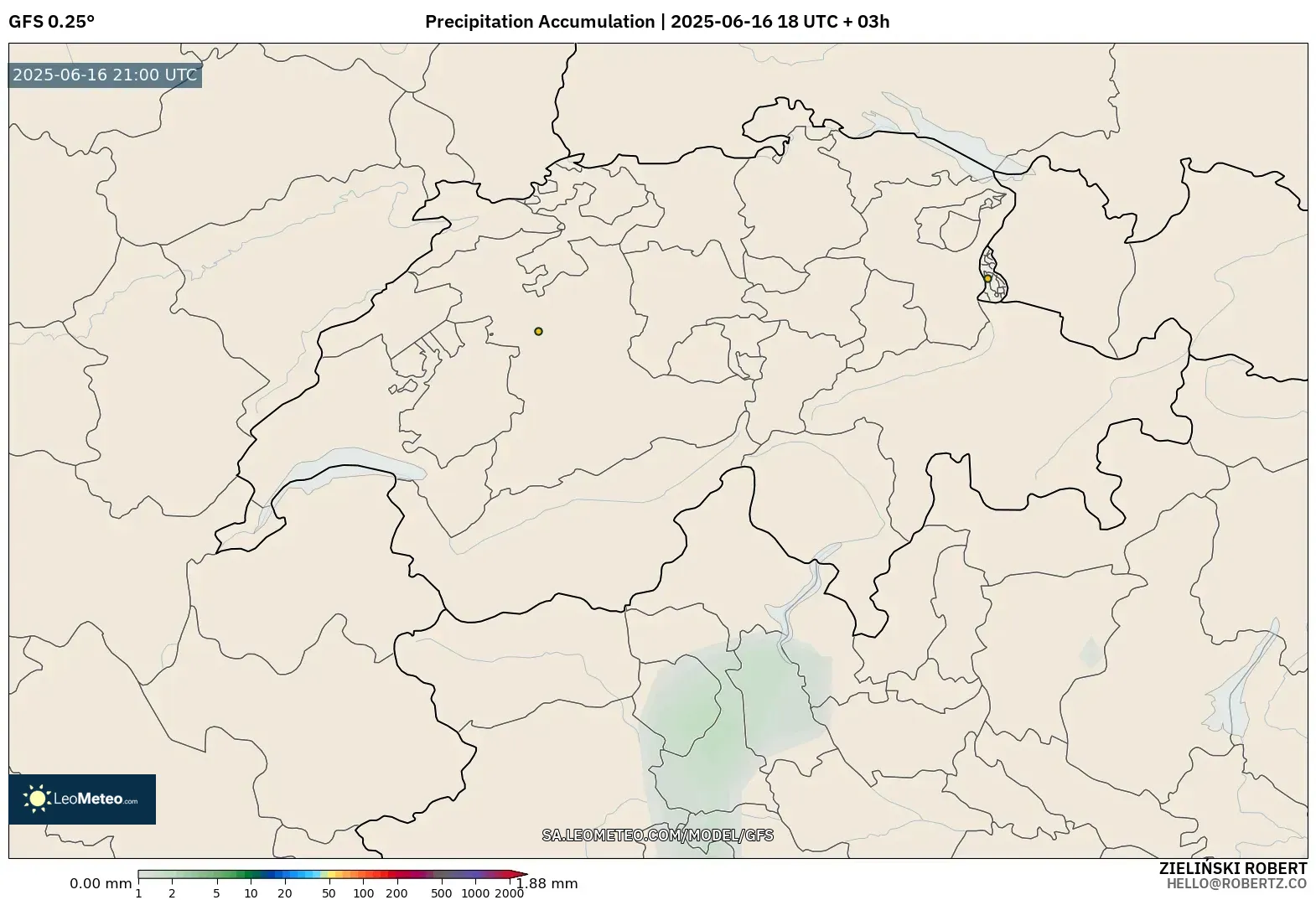 GFS model - Switzerland, Pengumpulan Hujan