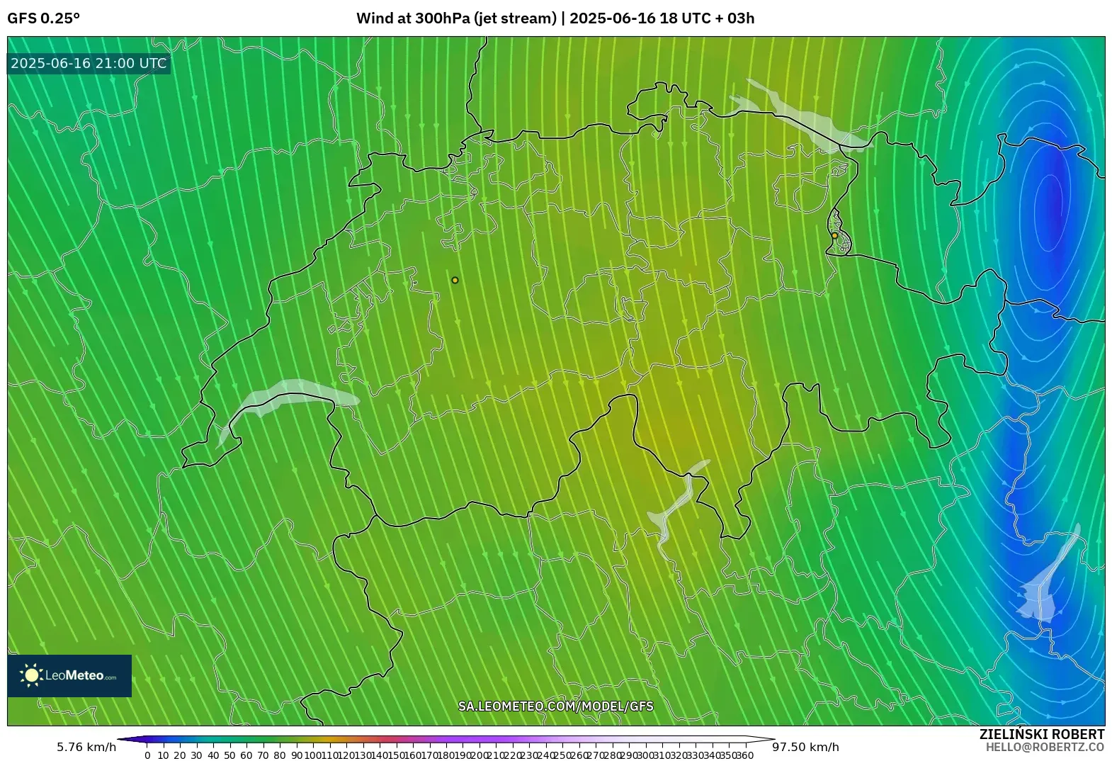 GFS model - Switzerland, Angin 300 hPa (aliran jet) GFS model - Switzerland, Angin 300 hPa (aliran jet)