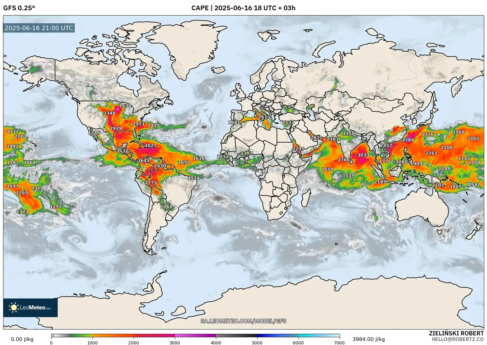 GFS model - World, CAPE GFS model - World, CAPE