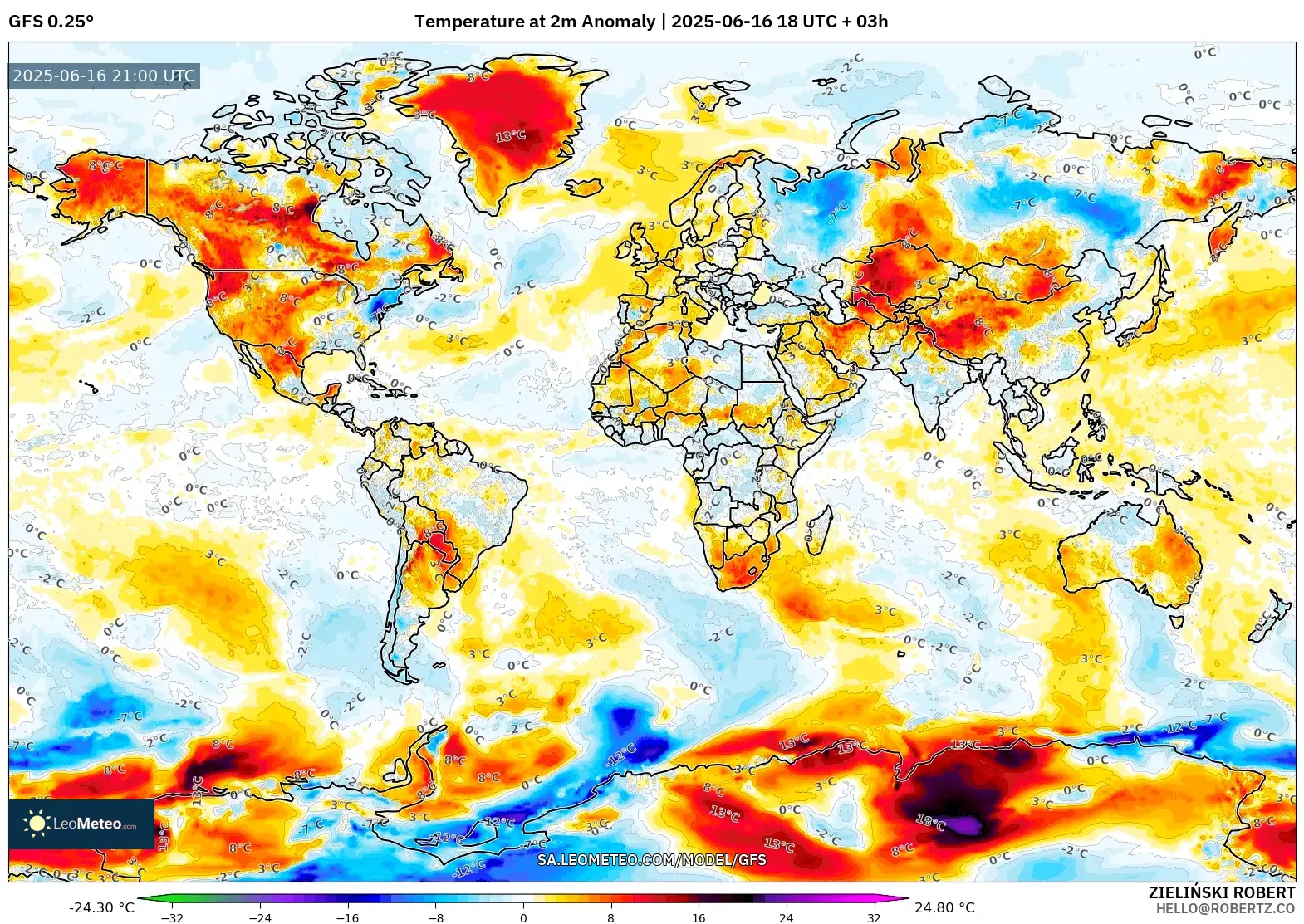GFS model - World, Temperature at 2m Anomaly GFS model - World, Temperature at 2m Anomaly