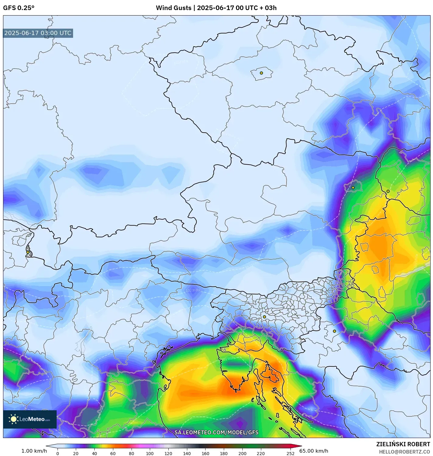 GFS model - Austria, Hembusan Angin GFS model - Austria, Hembusan Angin