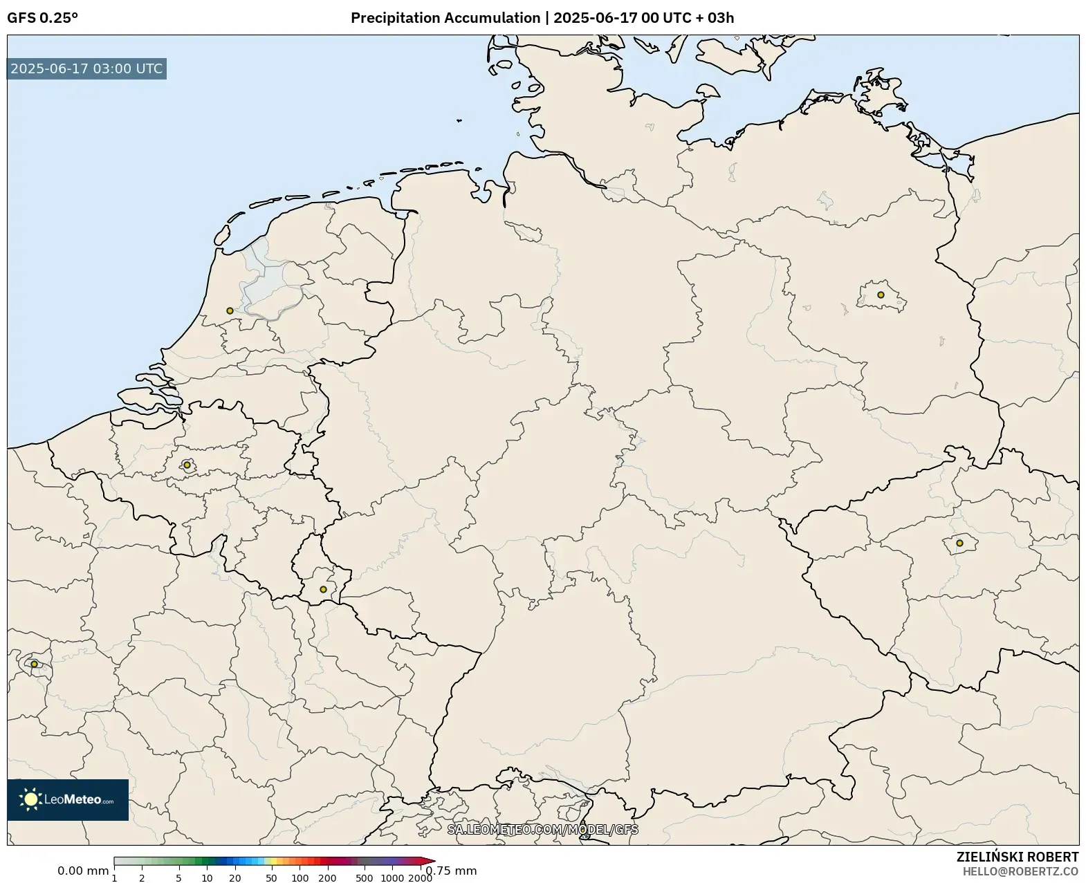 GFS model - Jerman, Pengumpulan Hujan GFS model - Jerman, Pengumpulan Hujan