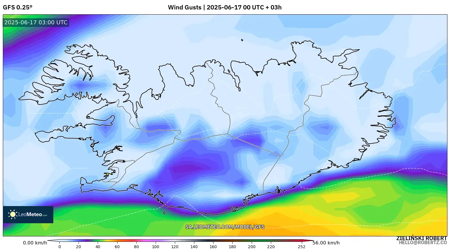 GFS model - Iceland, Hembusan Angin GFS model - Iceland, Hembusan Angin