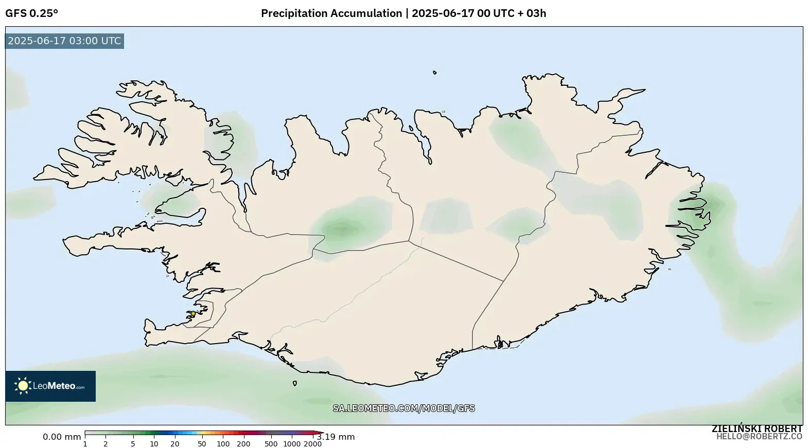 GFS model - Iceland, Precipitation Accumulation GFS model - Iceland, Precipitation Accumulation
