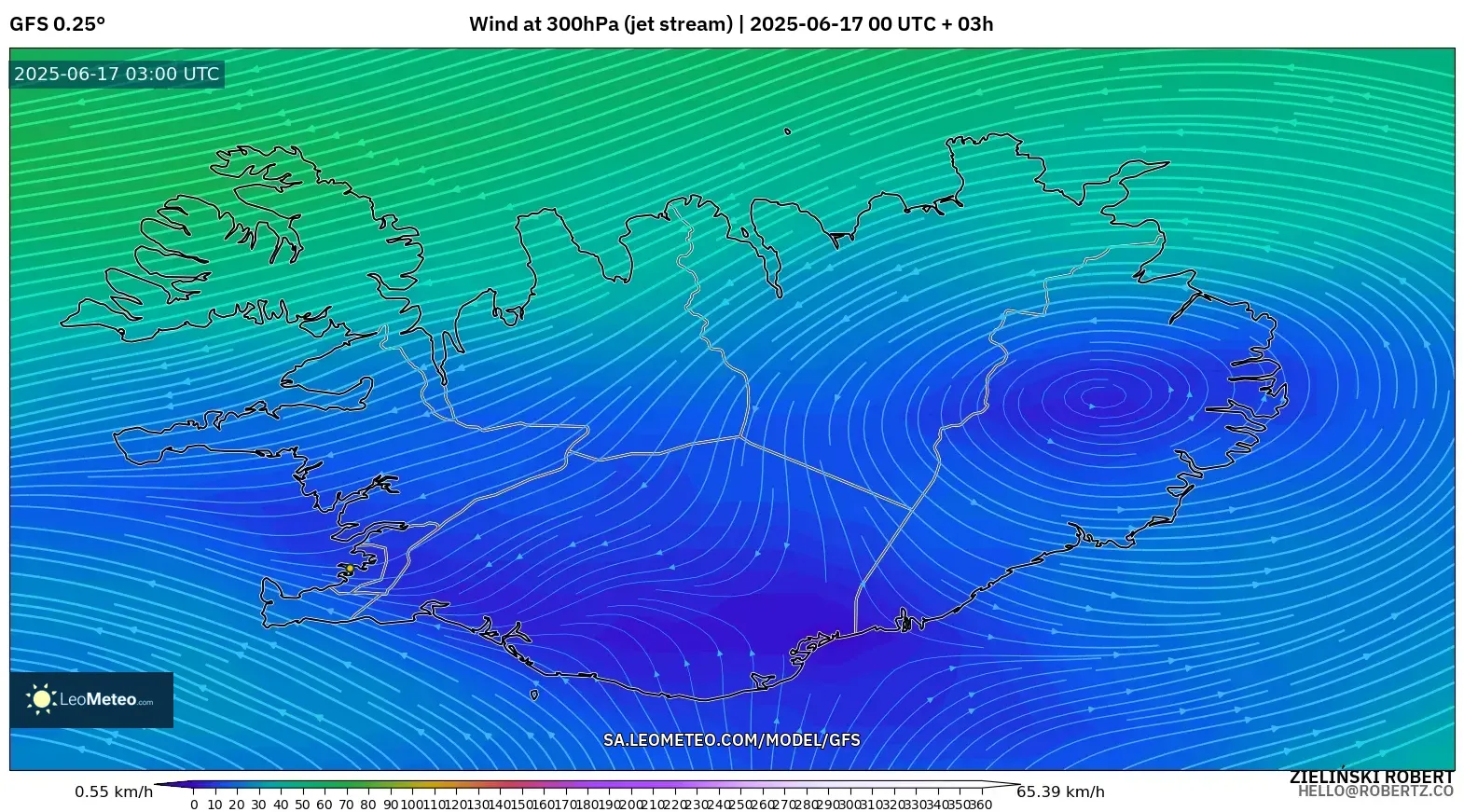 GFS model - Iceland, Angin 300 hPa (aliran jet) GFS model - Iceland, Angin 300 hPa (aliran jet)