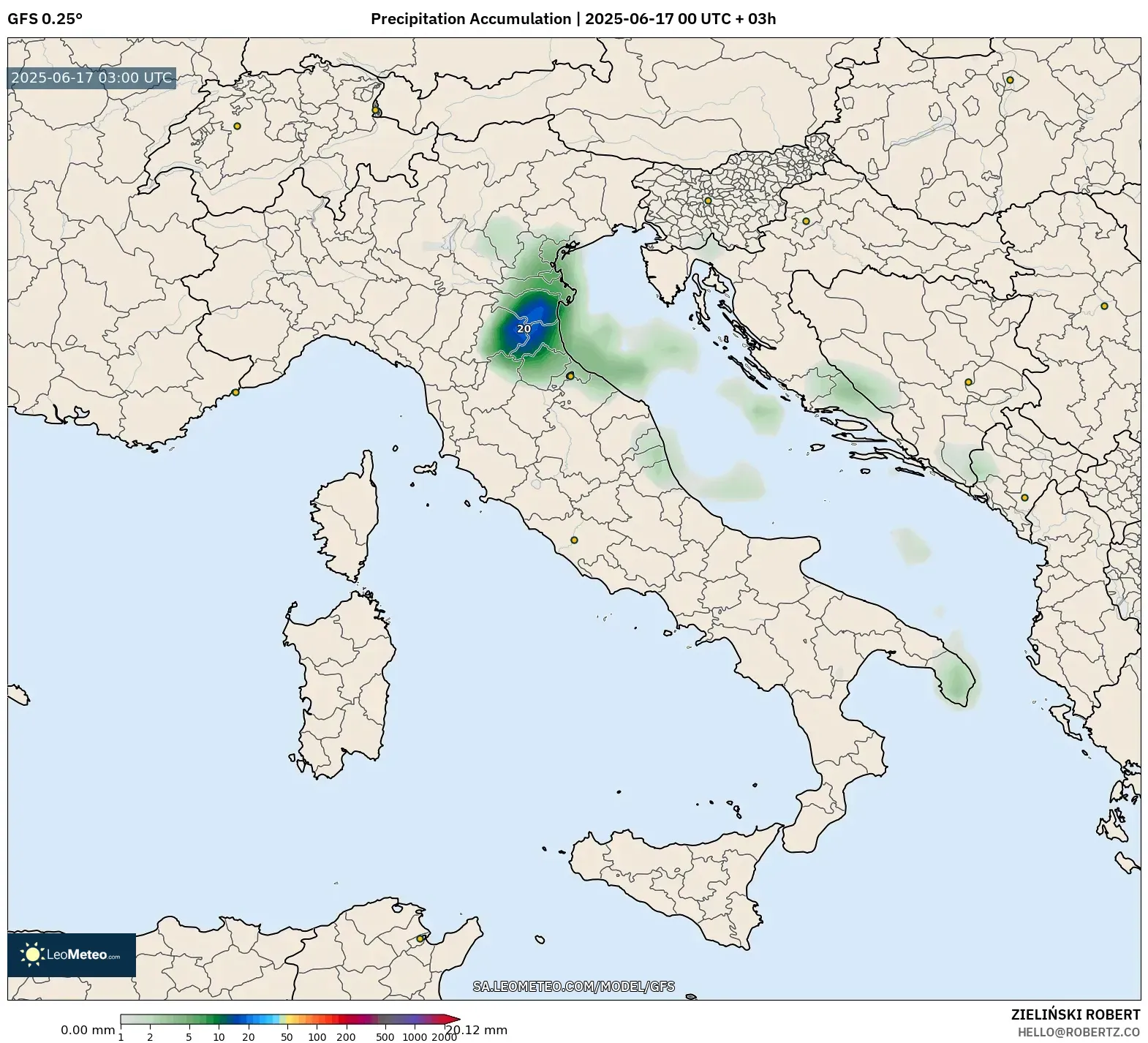 GFS model - Italy, Precipitation Accumulation GFS model - Italy, Precipitation Accumulation