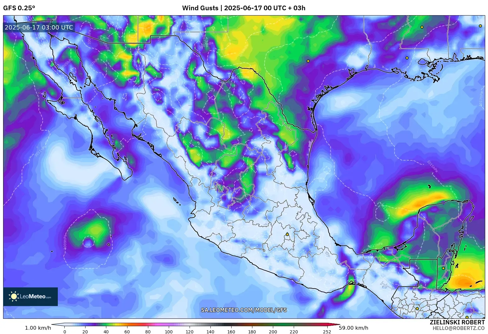 GFS model - Mexico, Hembusan Angin GFS model - Mexico, Hembusan Angin