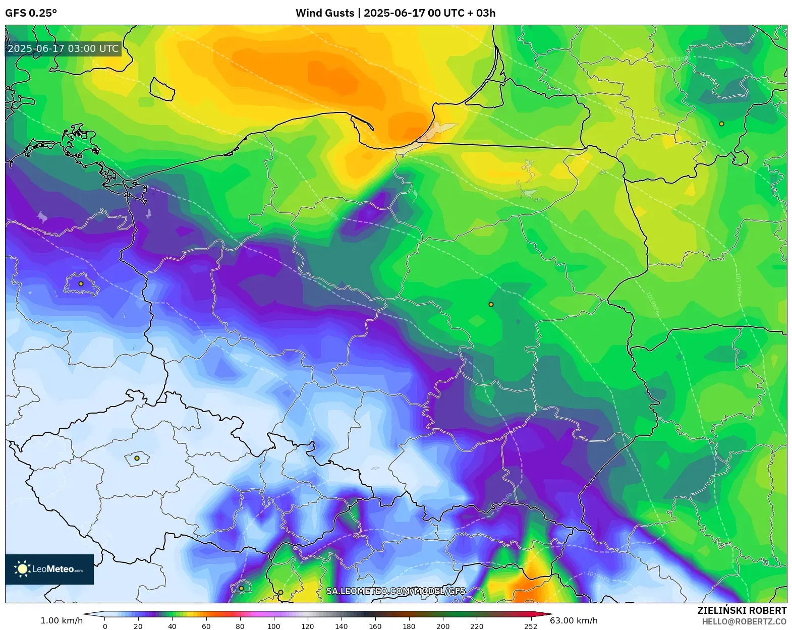 GFS model - Poland, Hembusan Angin GFS model - Poland, Hembusan Angin