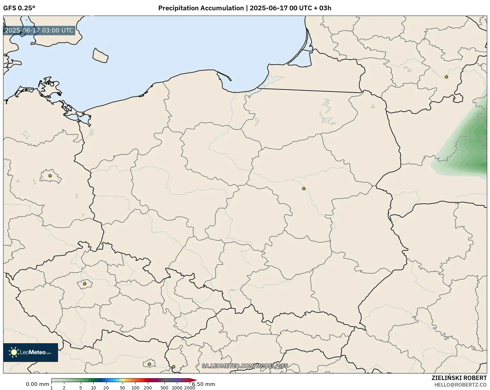 GFS model - Poland, Precipitation Accumulation GFS model - Poland, Precipitation Accumulation