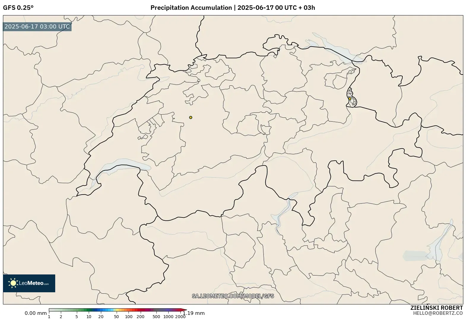 GFS model - Switzerland, Precipitation Accumulation GFS model - Switzerland, Precipitation Accumulation