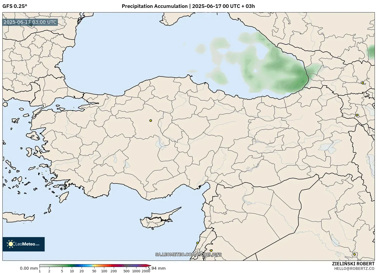 GFS model - Turkey, Precipitation Accumulation GFS model - Turkey, Precipitation Accumulation