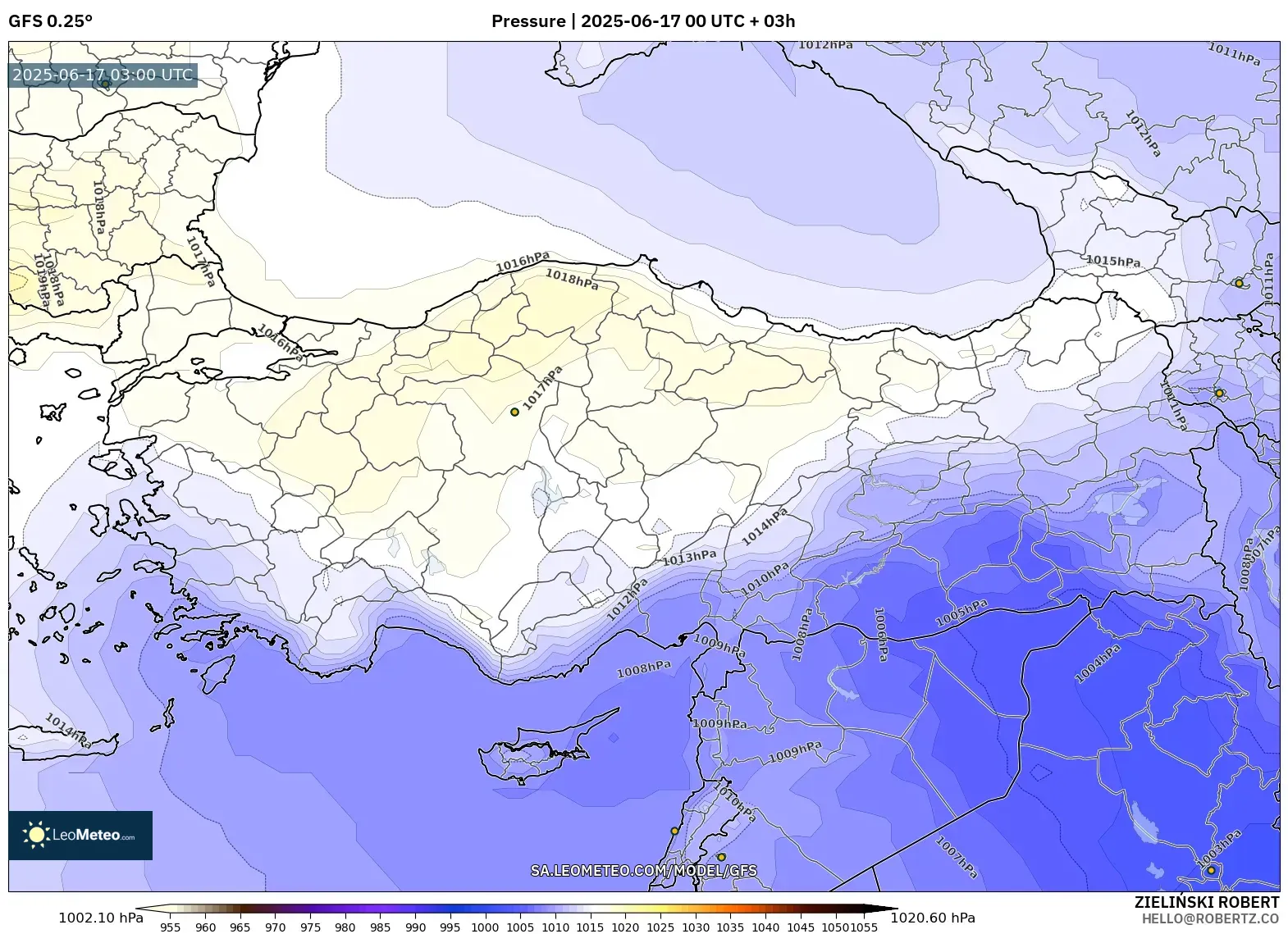 GFS model - Turki, Tekanan GFS model - Turki, Tekanan