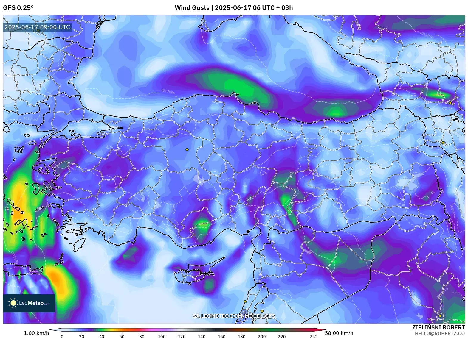 GFS model - Turki, Hembusan Angin GFS model - Turki, Hembusan Angin