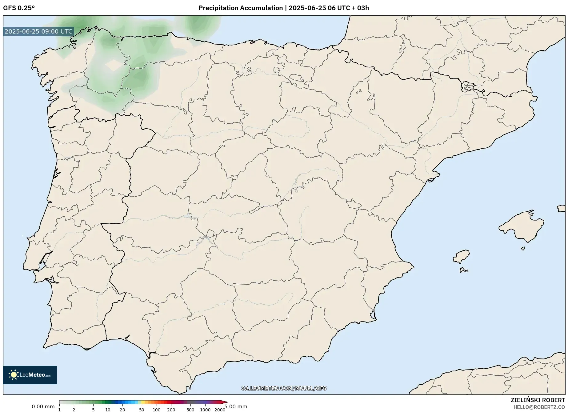 GFS model - Spain, Precipitation Accumulation GFS model - Spain, Precipitation Accumulation