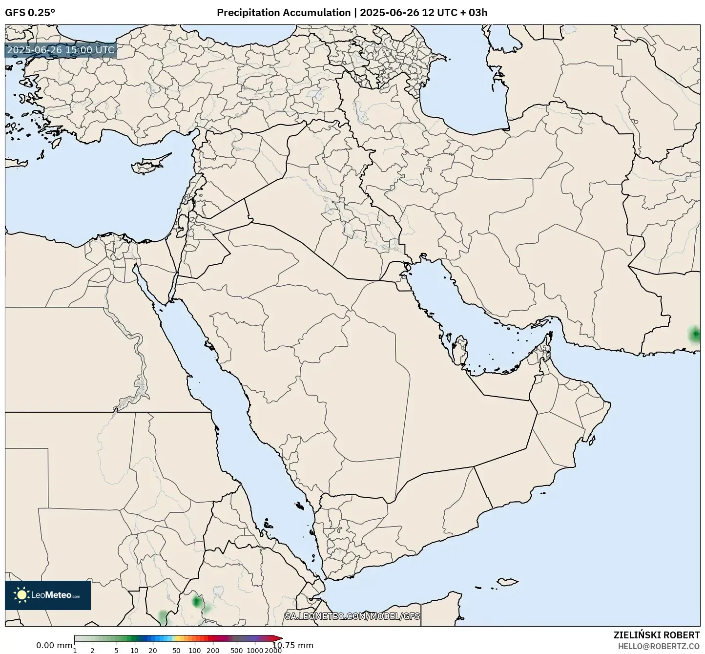 GFS model - Middle East, Precipitation Accumulation GFS model - Middle East, Precipitation Accumulation