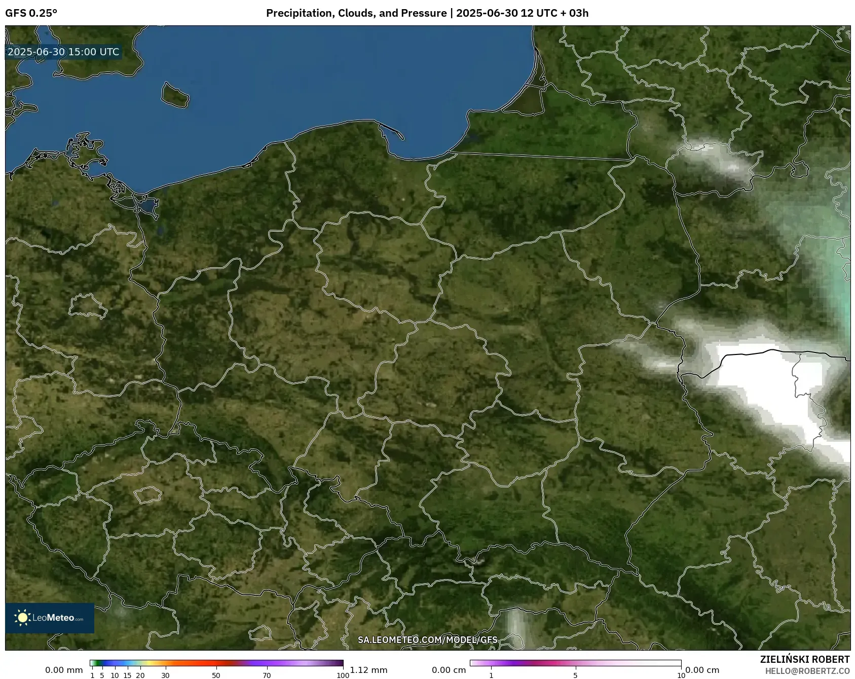 GFS model - Poland, Precipitation, Clouds, and Pressure GFS model - Poland, Precipitation, Clouds, and Pressure