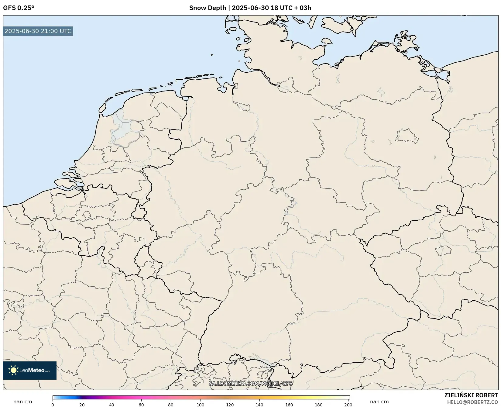 GFS model - Germany, Snow Depth GFS model - Germany, Snow Depth