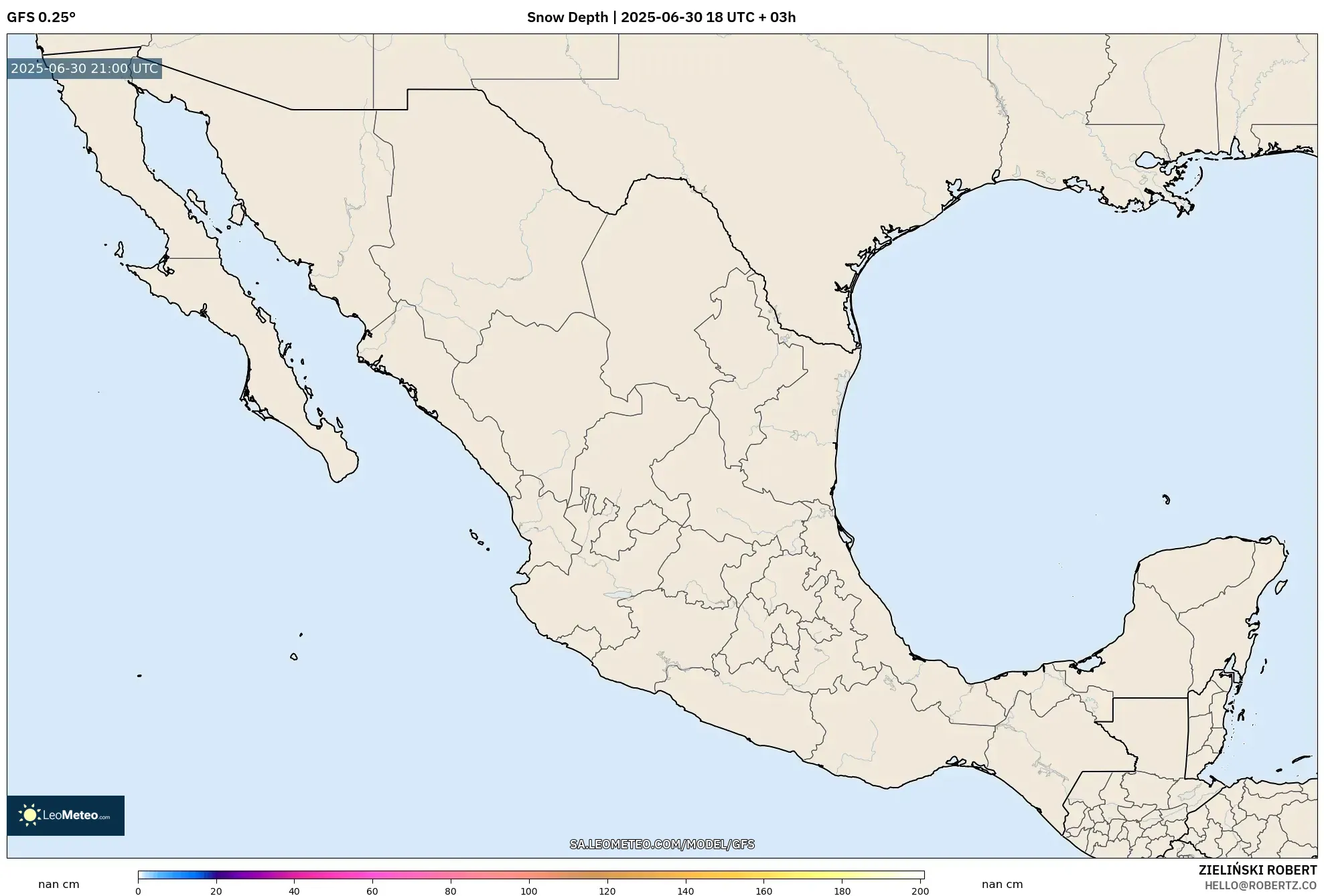 GFS model - Mexico, Snow Depth GFS model - Mexico, Snow Depth