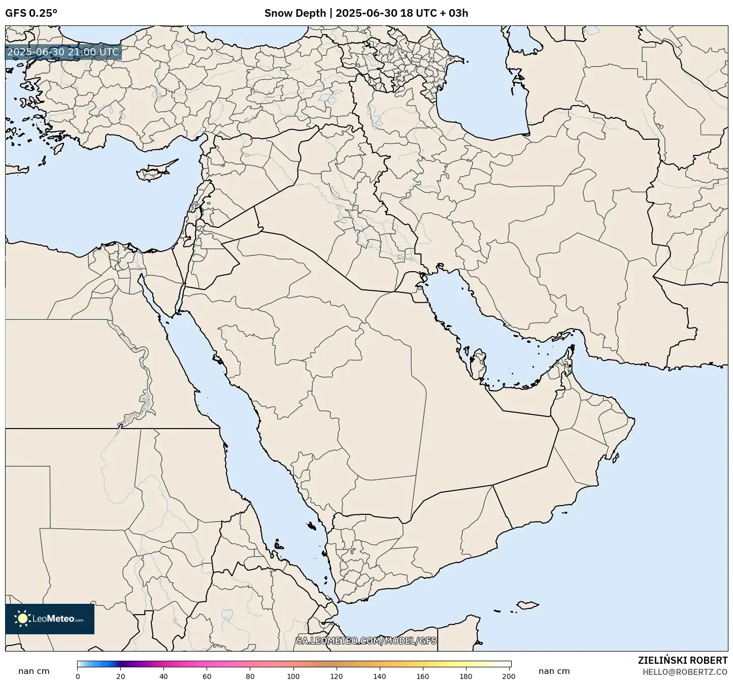 GFS model - Middle East, Snow Depth GFS model - Middle East, Snow Depth