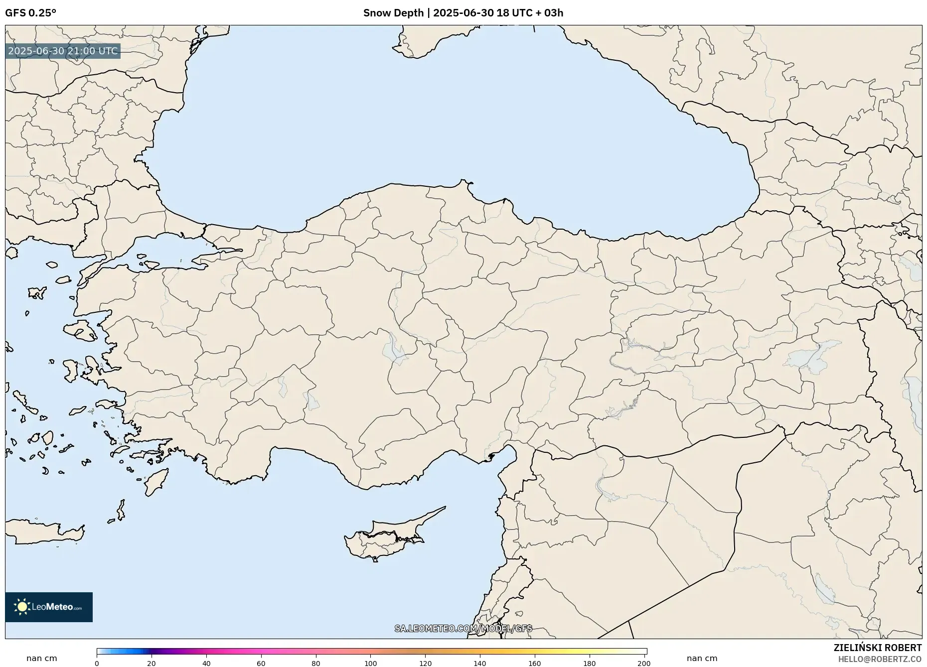 GFS model - Turkey, Snow Depth GFS model - Turkey, Snow Depth
