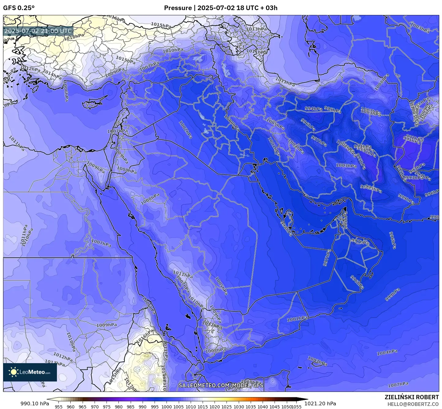 GFS model - Middle East, Pressure