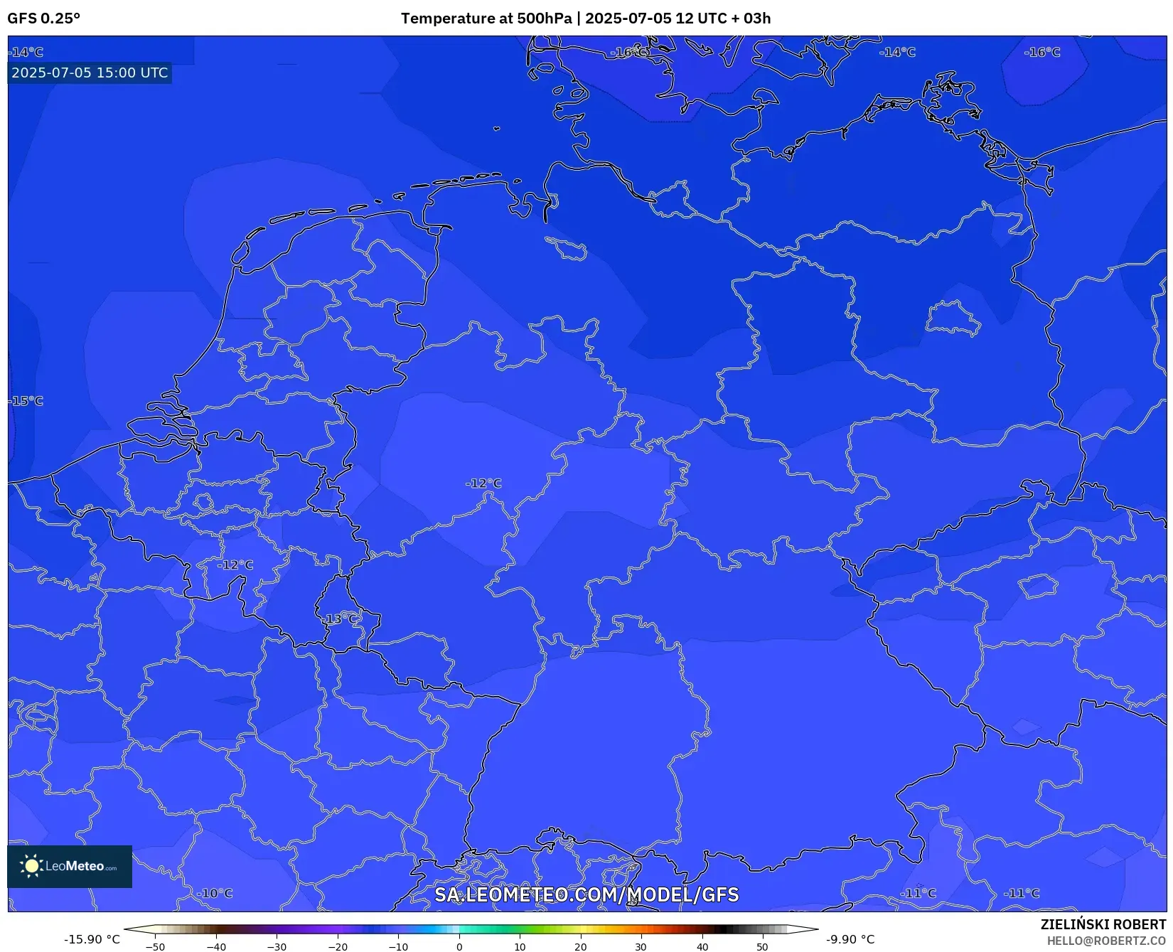 GFS model - Germany, Temperature at 500hPa GFS model - Germany, Temperature at 500hPa