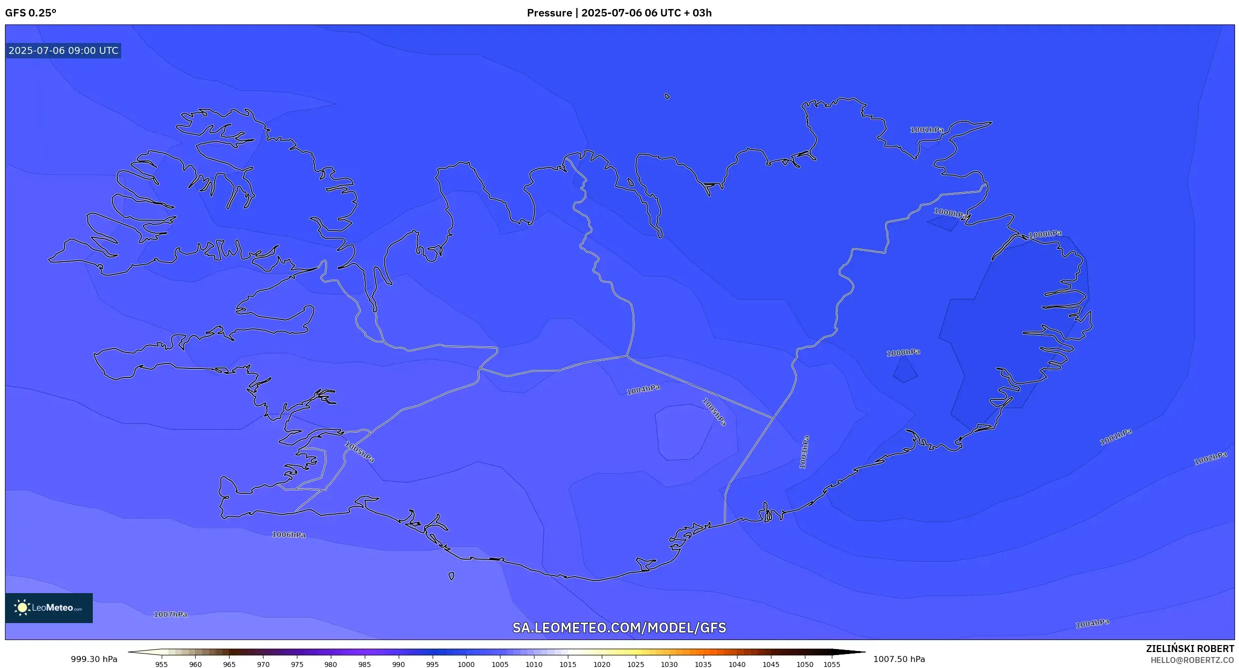 GFS model - Iceland, Pressure GFS model - Iceland, Pressure