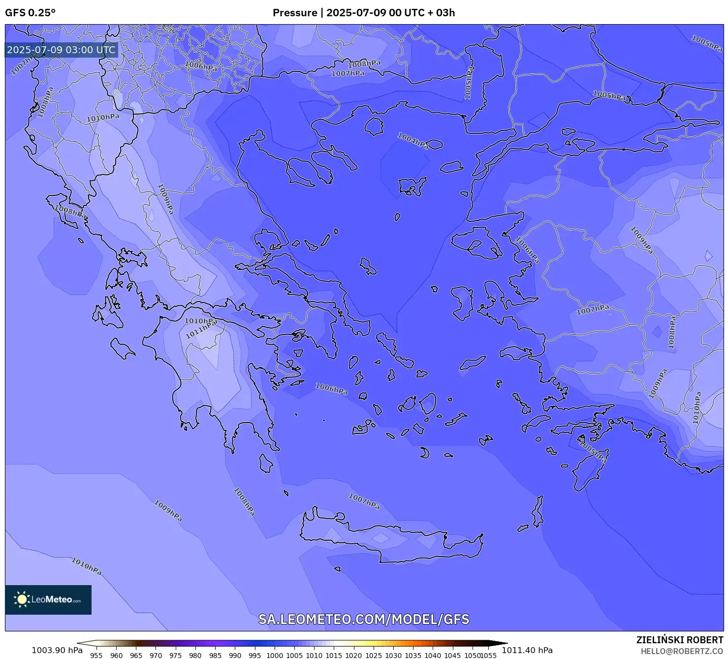GFS model - Greece, Pressure GFS model - Greece, Pressure