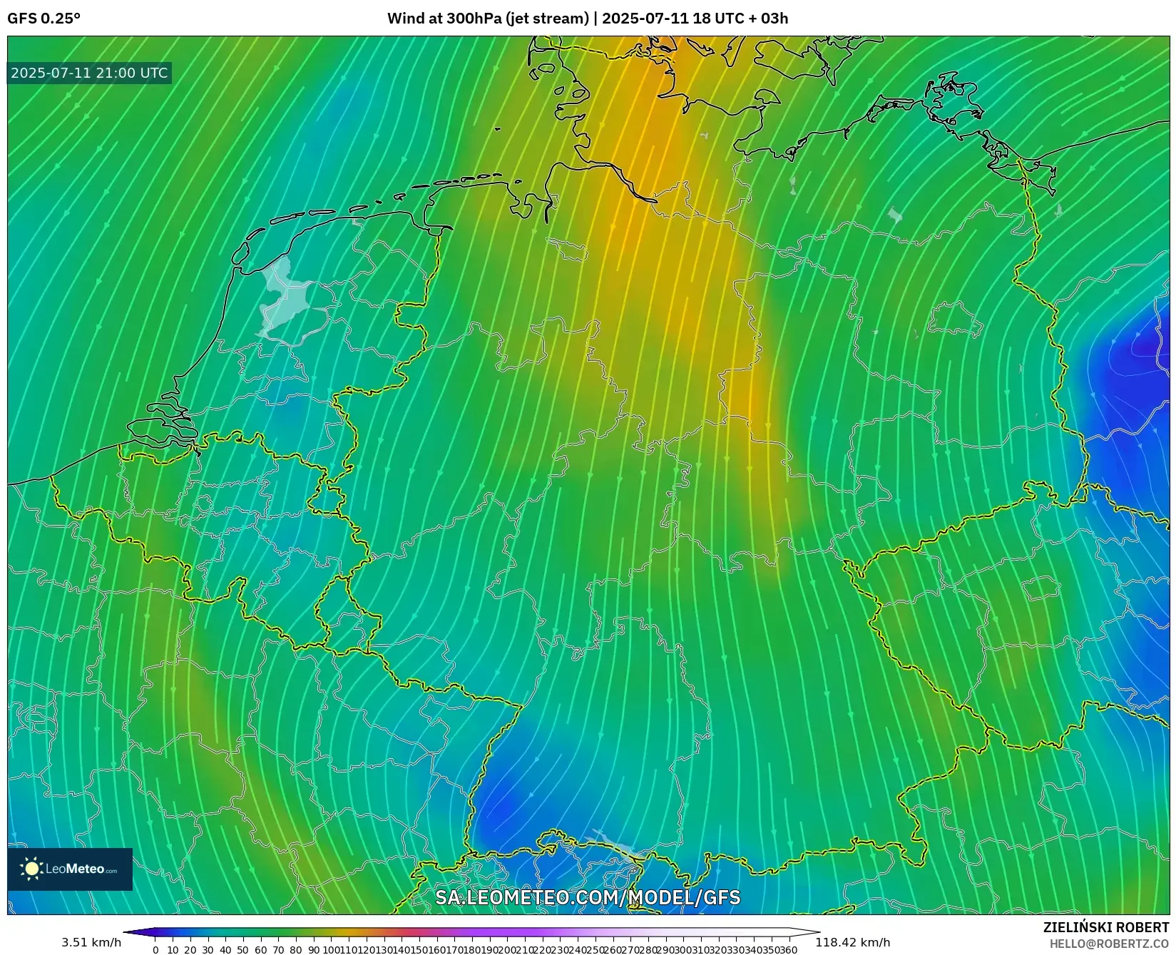 GFS model - Germany, Wind at 300hPa (jet stream) GFS model - Germany, Wind at 300hPa (jet stream)