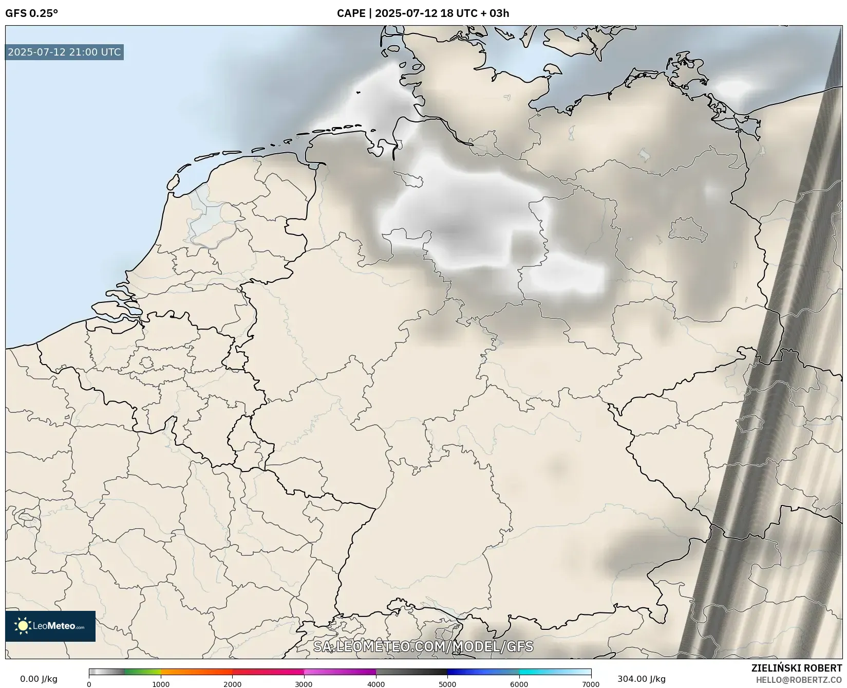 GFS model - Germany, CAPE GFS model - Germany, CAPE