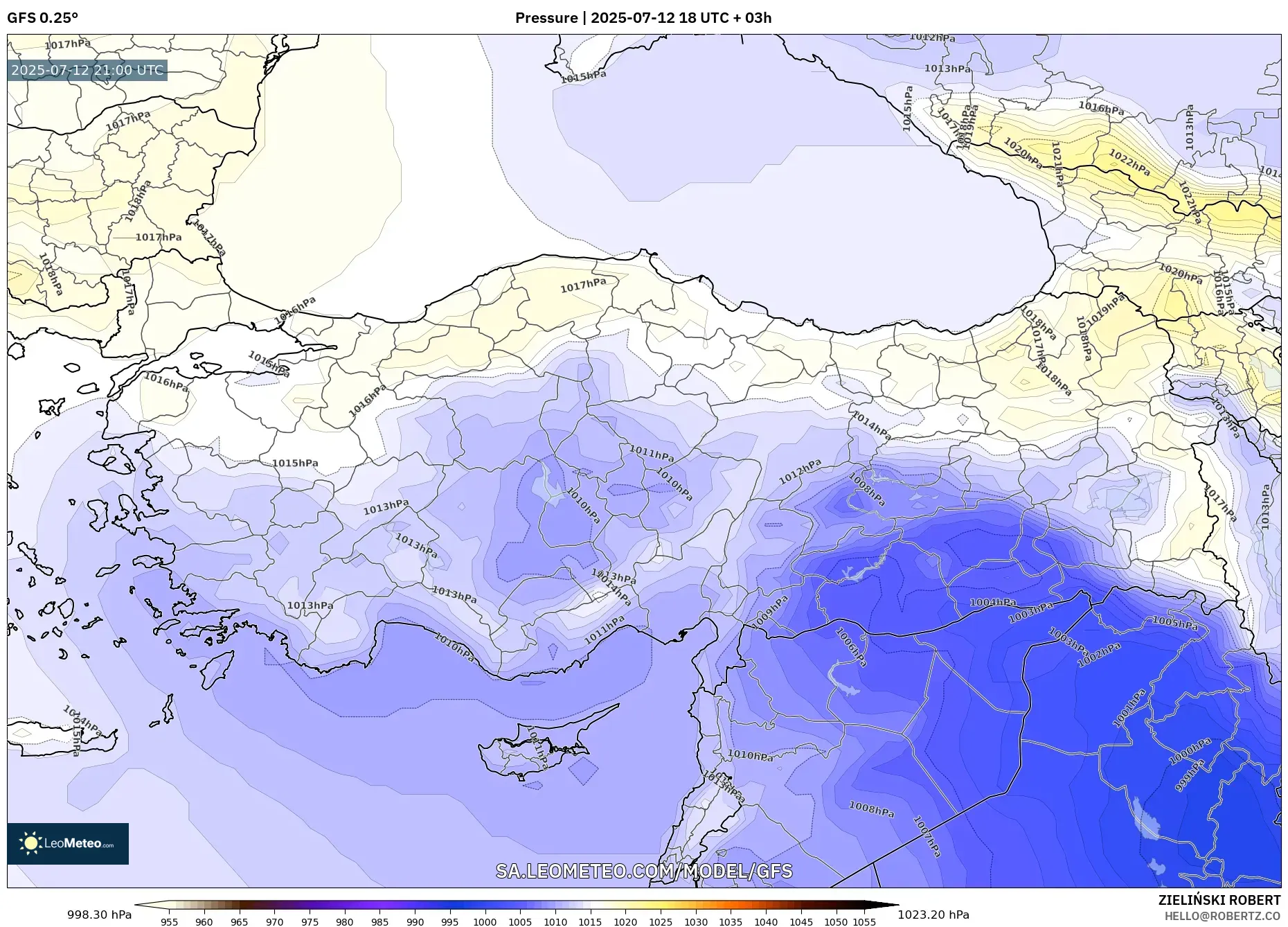 GFS model - Turkey, Pressure GFS model - Turkey, Pressure