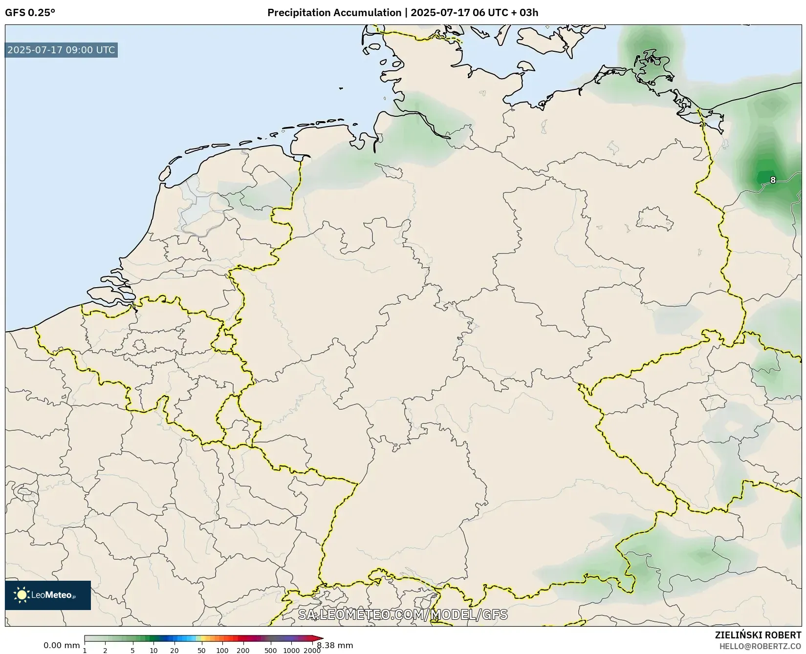 GFS model - Germany, Precipitation Accumulation GFS model - Germany, Precipitation Accumulation