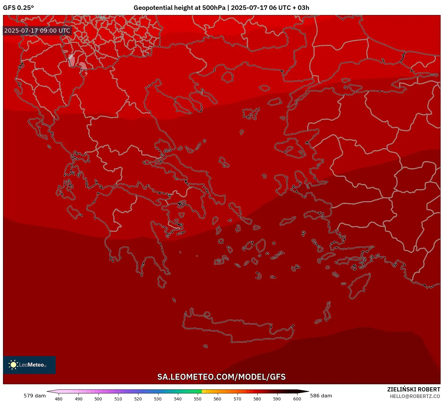 GFS model - Greece, Geopotential height at 500hPa GFS model - Greece, Geopotential height at 500hPa