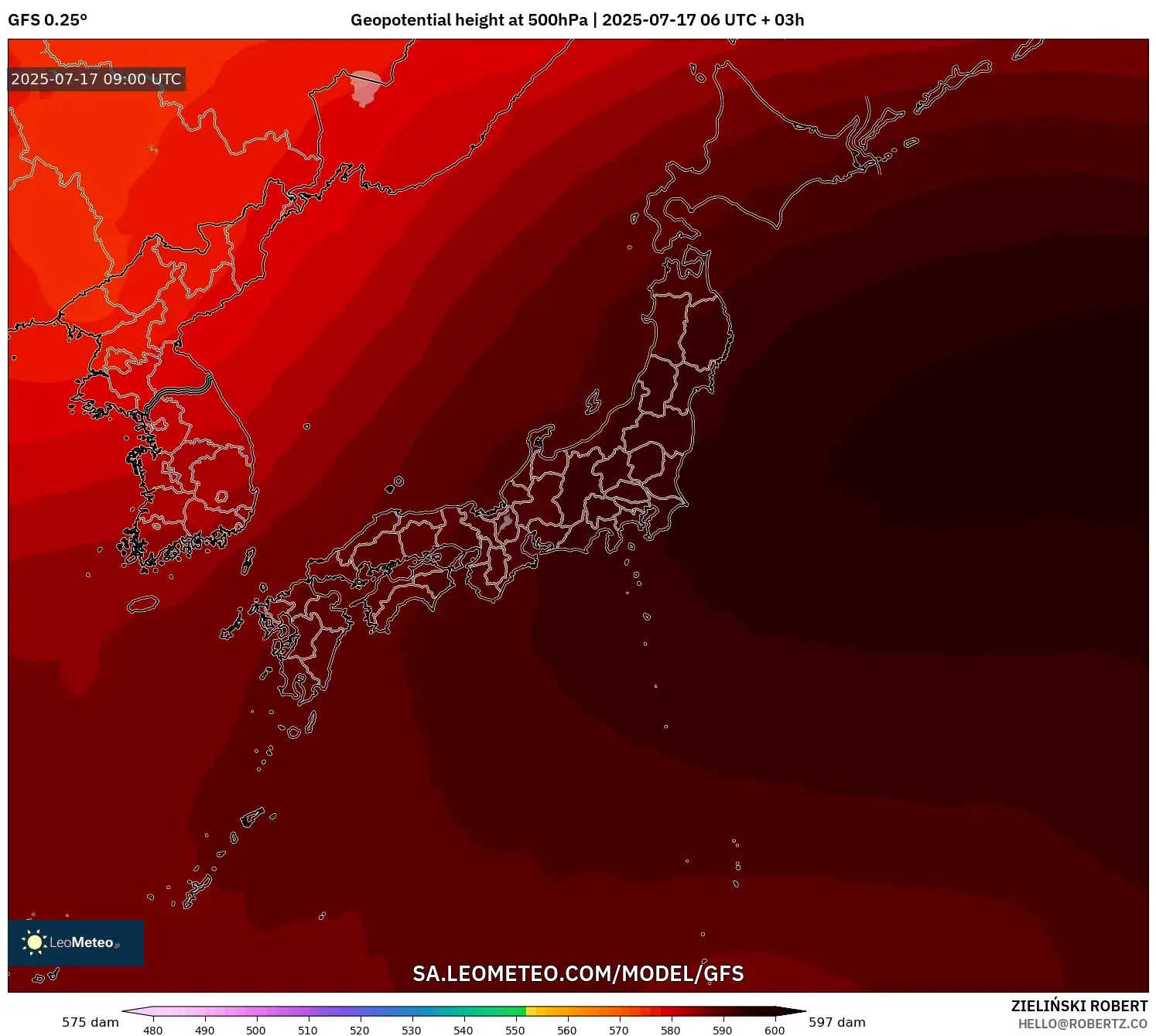 GFS model - Japan, Geopotential height at 500hPa GFS model - Japan, Geopotential height at 500hPa