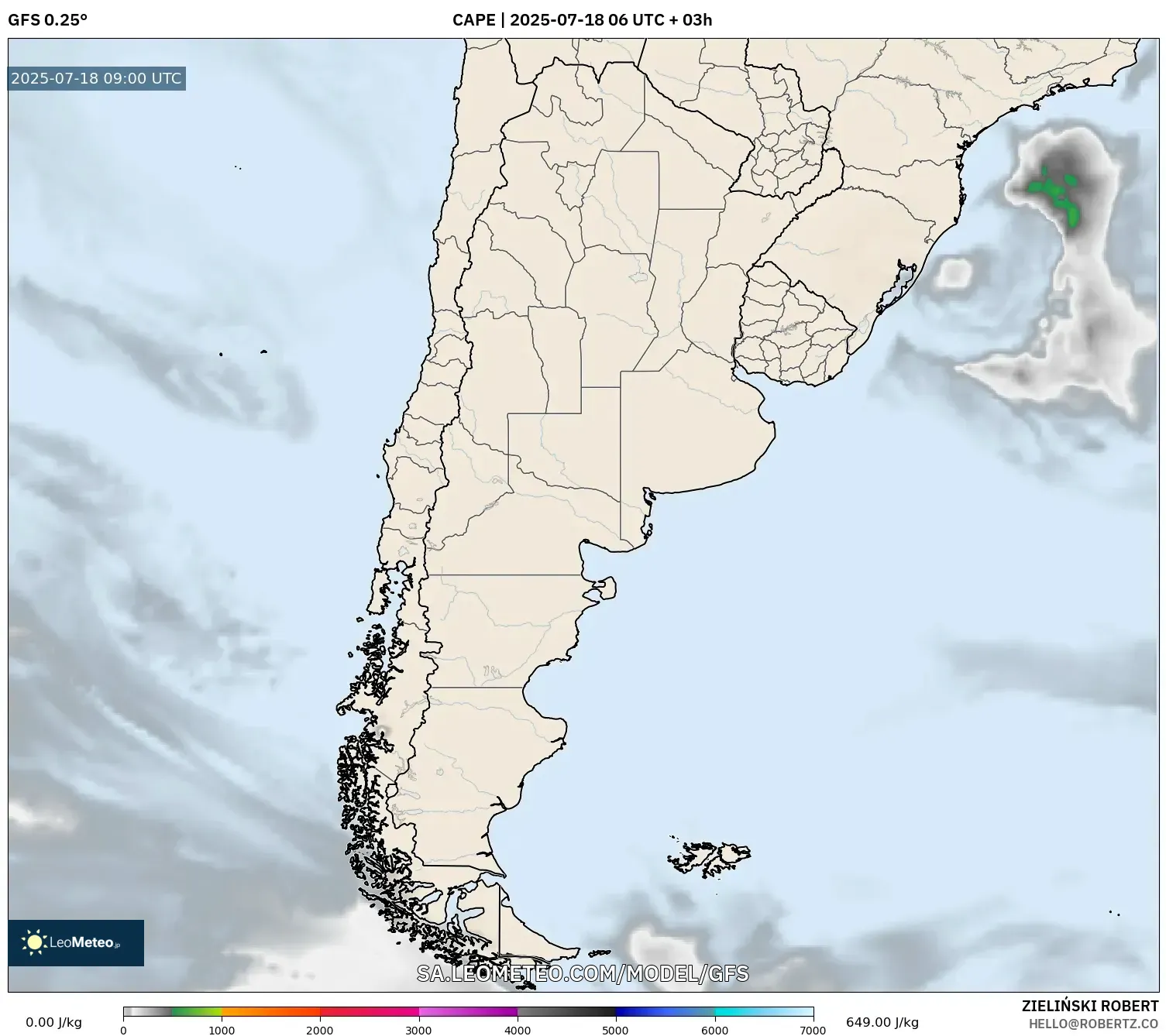GFS model - Argentina, CAPE