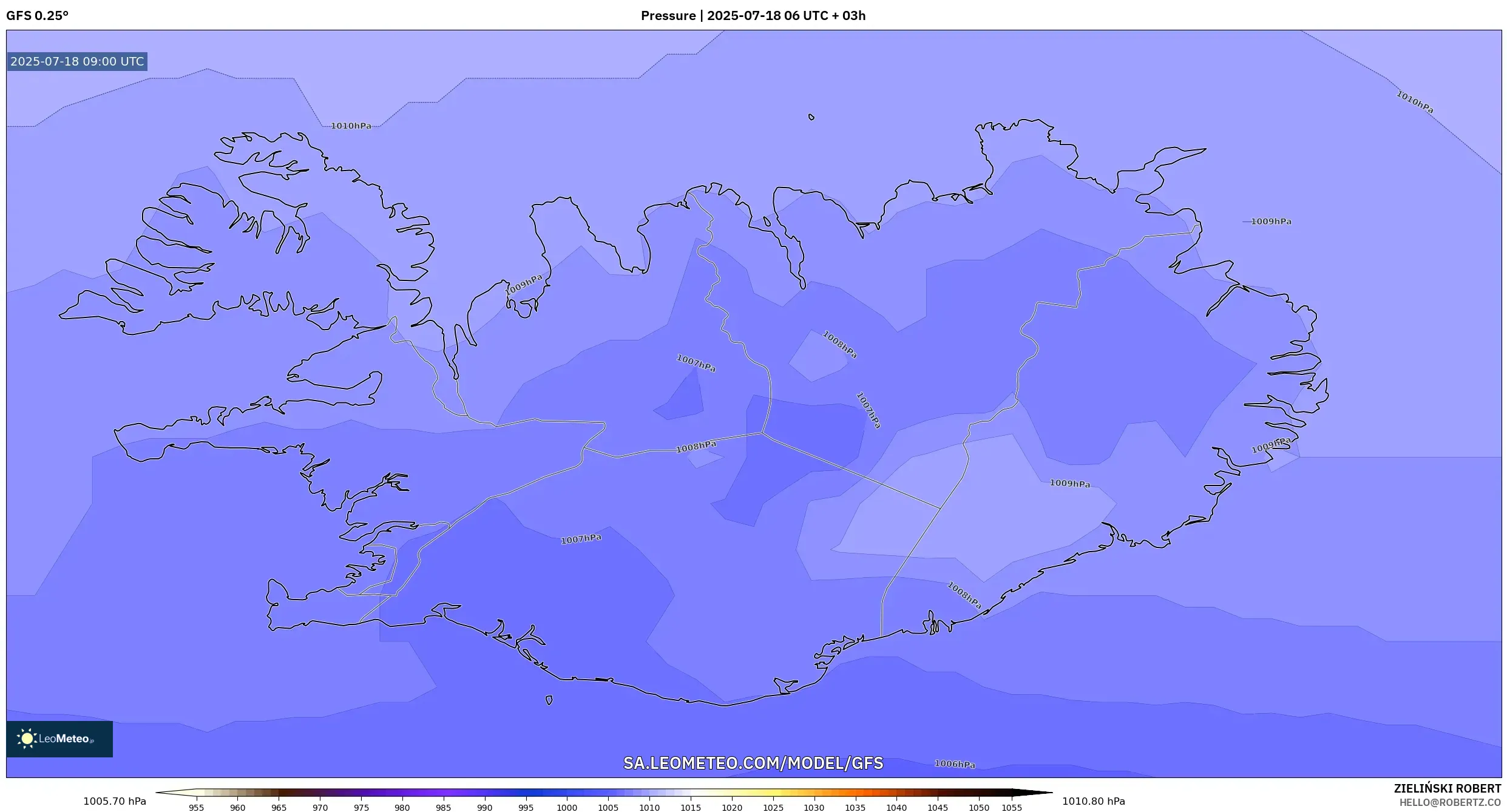 GFS model - Iceland, Pressure GFS model - Iceland, Pressure