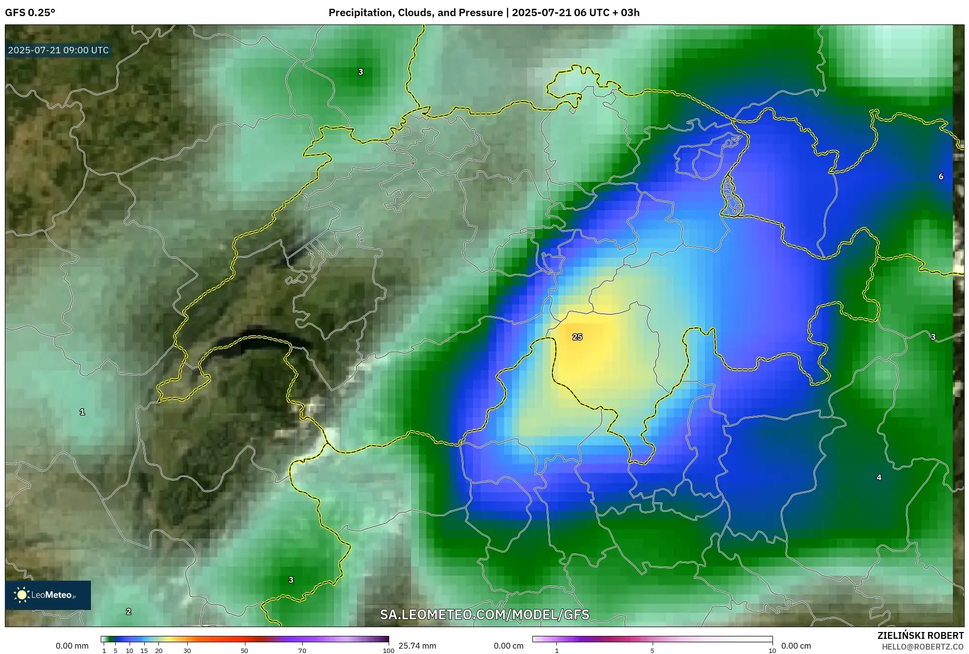 GFS model - Switzerland, Precipitation, Clouds, and Pressure GFS model - Switzerland, Precipitation, Clouds, and Pressure