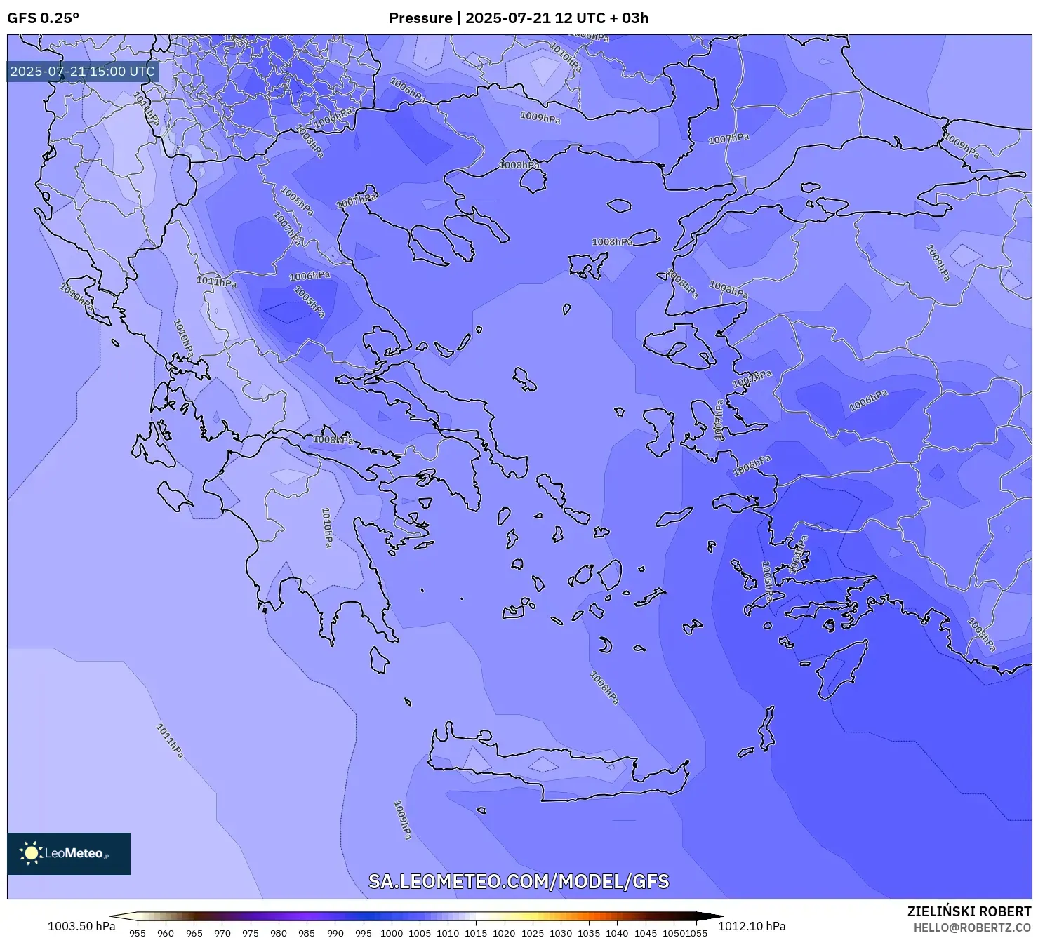 GFS model - Greece, Pressure