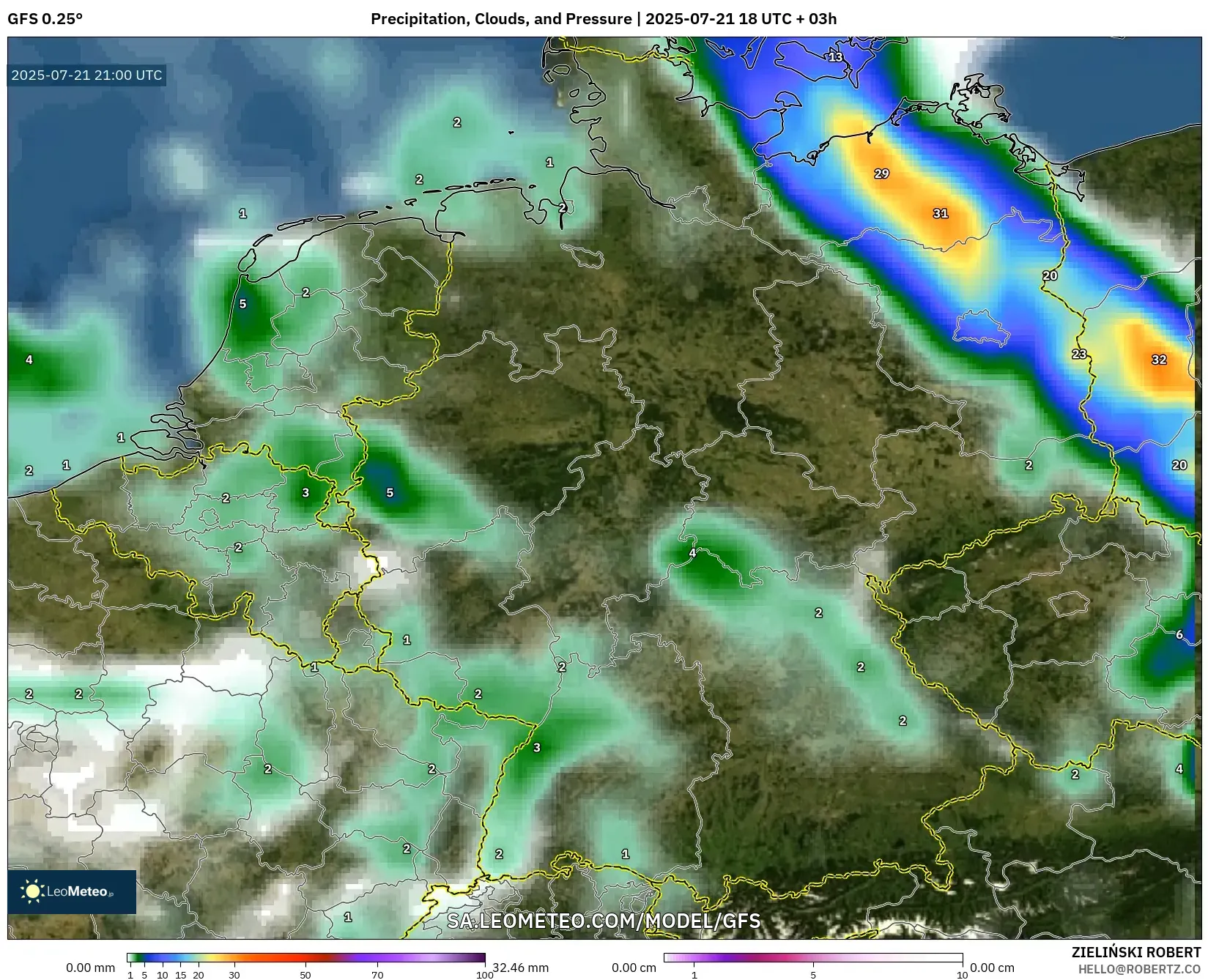 GFS model - Germany, Precipitation, Clouds, and Pressure GFS model - Germany, Precipitation, Clouds, and Pressure