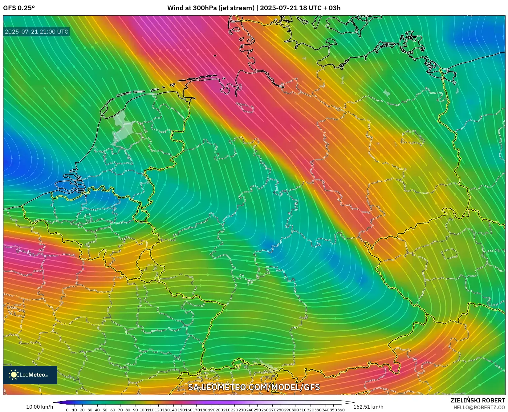 GFS model - Germany, Wind at 300hPa (jet stream) GFS model - Germany, Wind at 300hPa (jet stream)