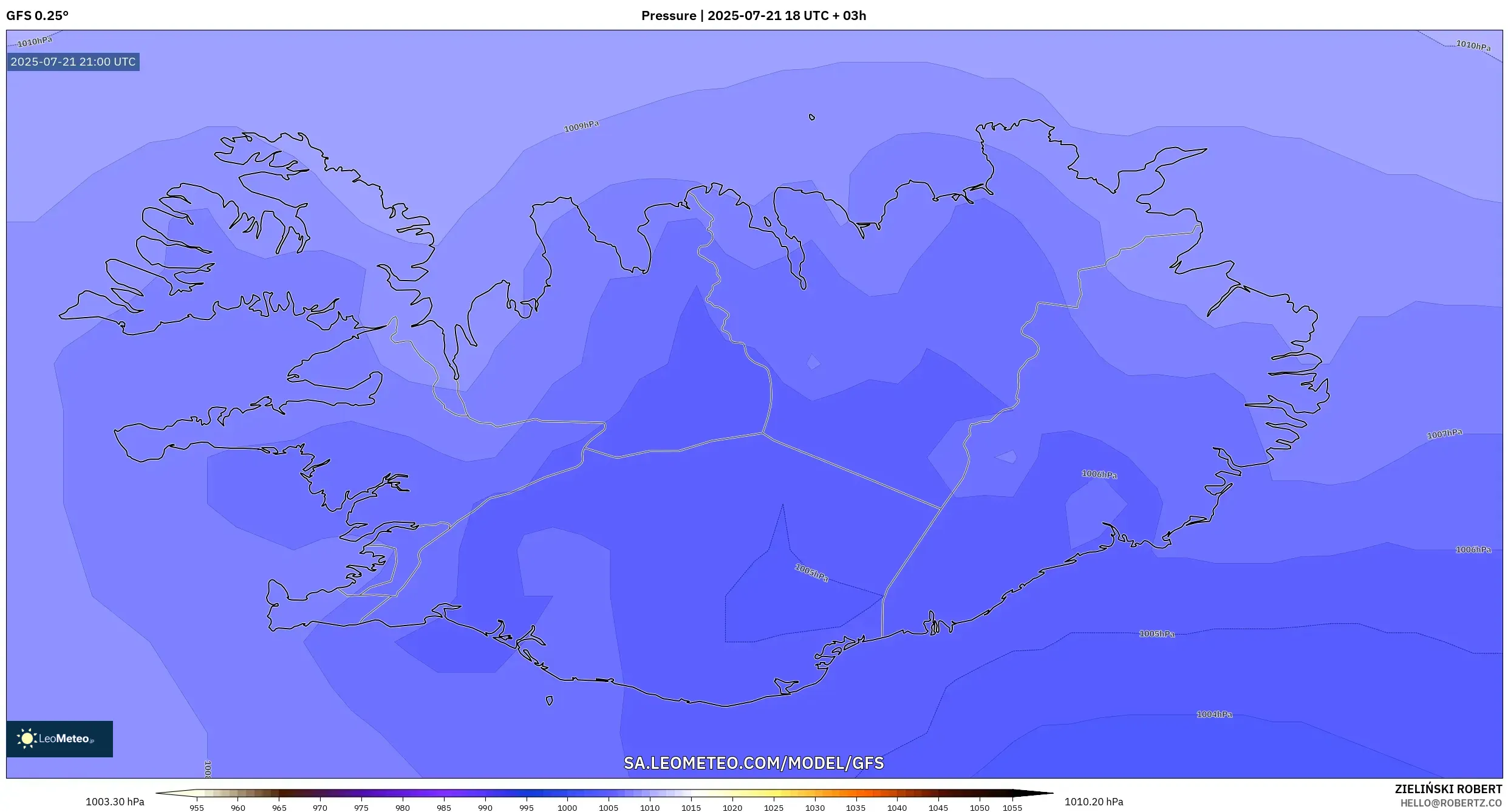 GFS model - Iceland, Pressure GFS model - Iceland, Pressure