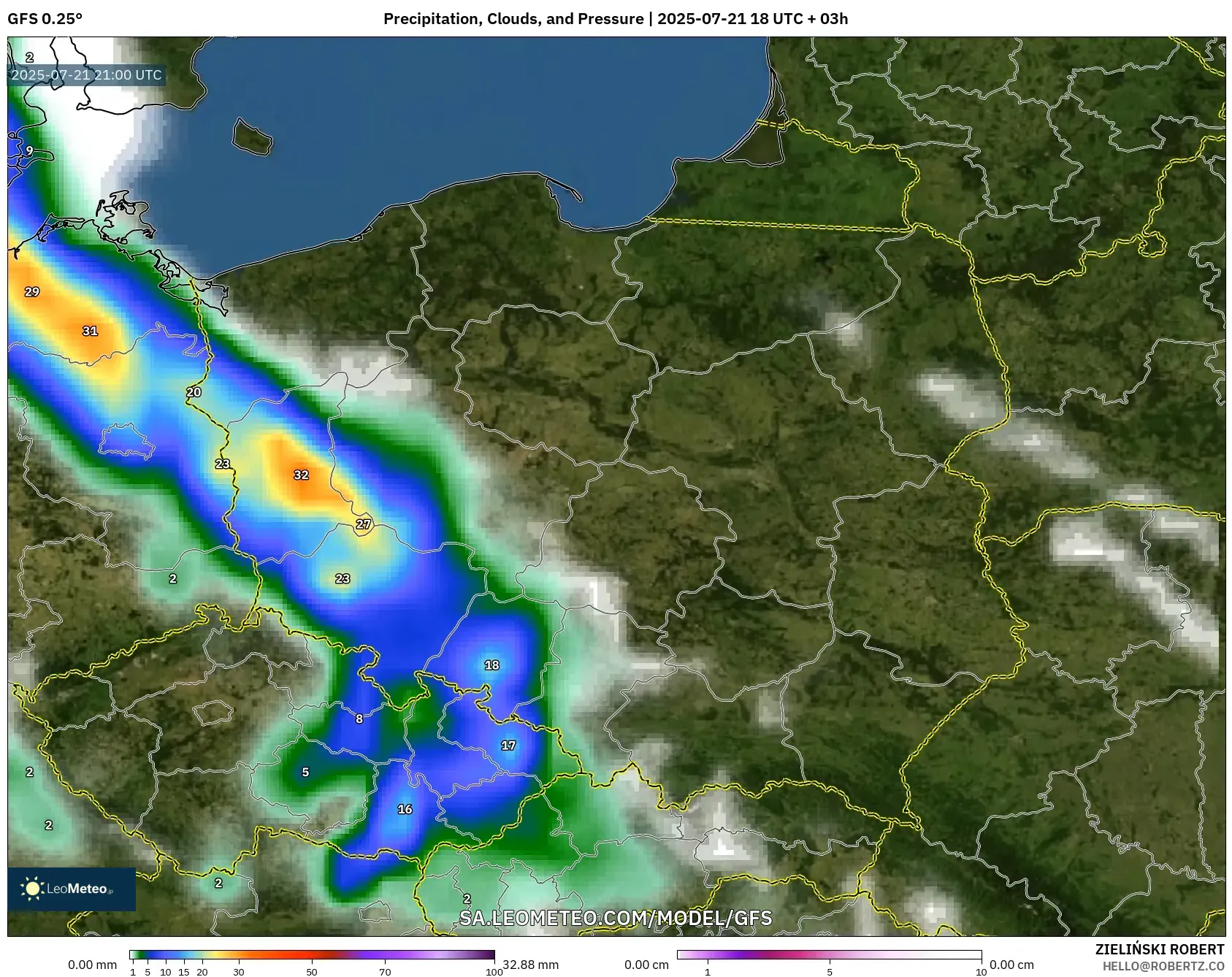 GFS model - Poland, Precipitation, Clouds, and Pressure GFS model - Poland, Precipitation, Clouds, and Pressure