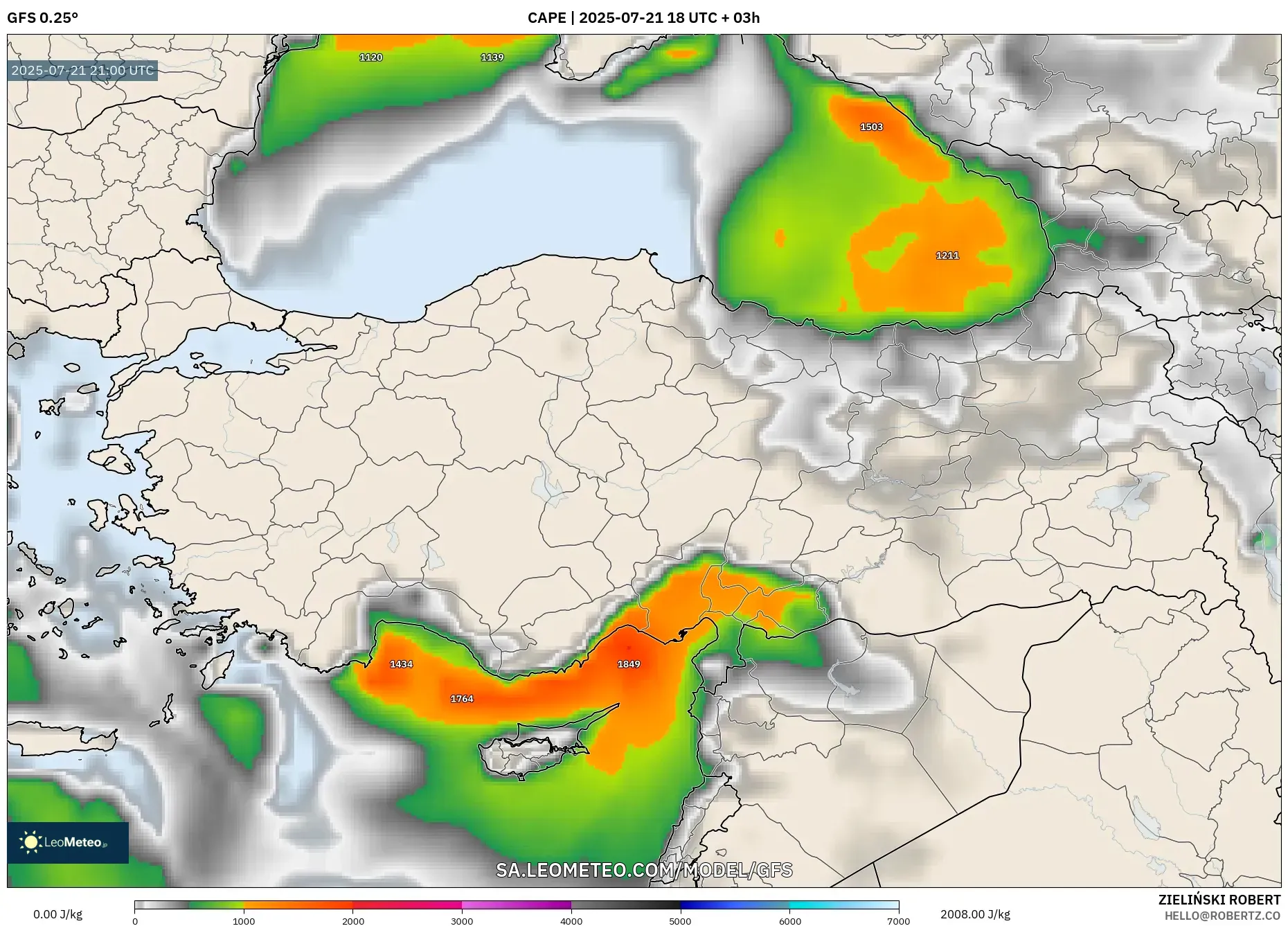 GFS model - Turkey, CAPE