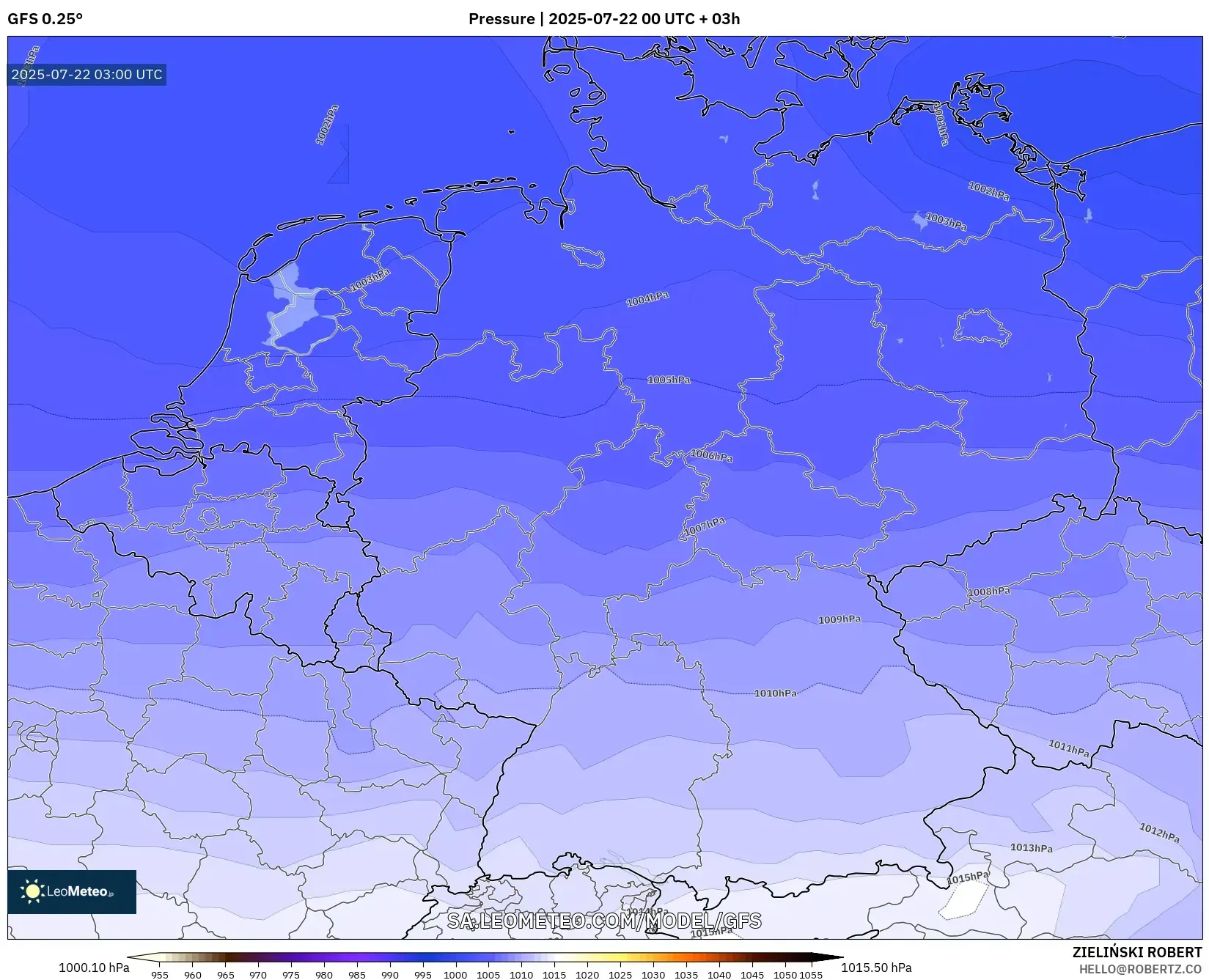 GFS model - Germany, Pressure GFS model - Germany, Pressure