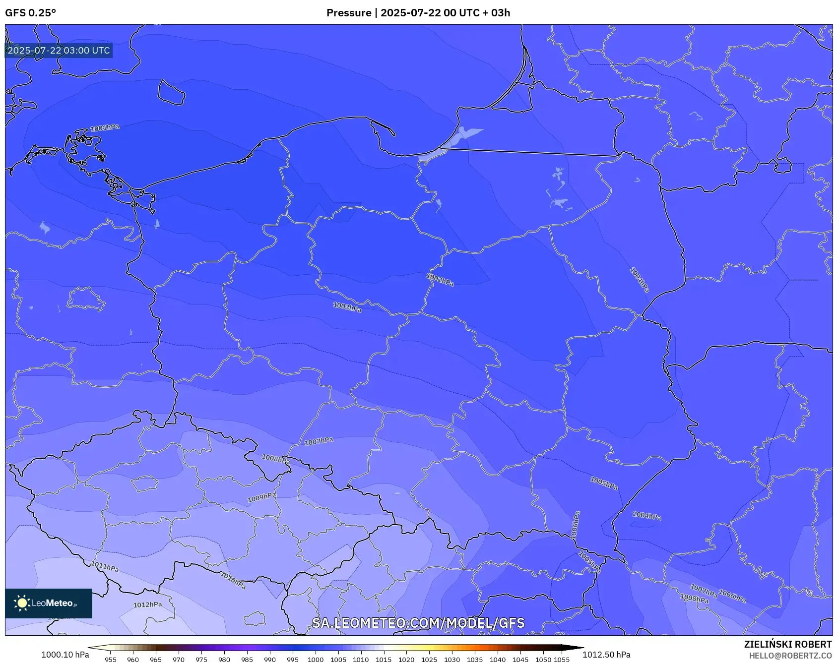 GFS model - Poland, Pressure GFS model - Poland, Pressure