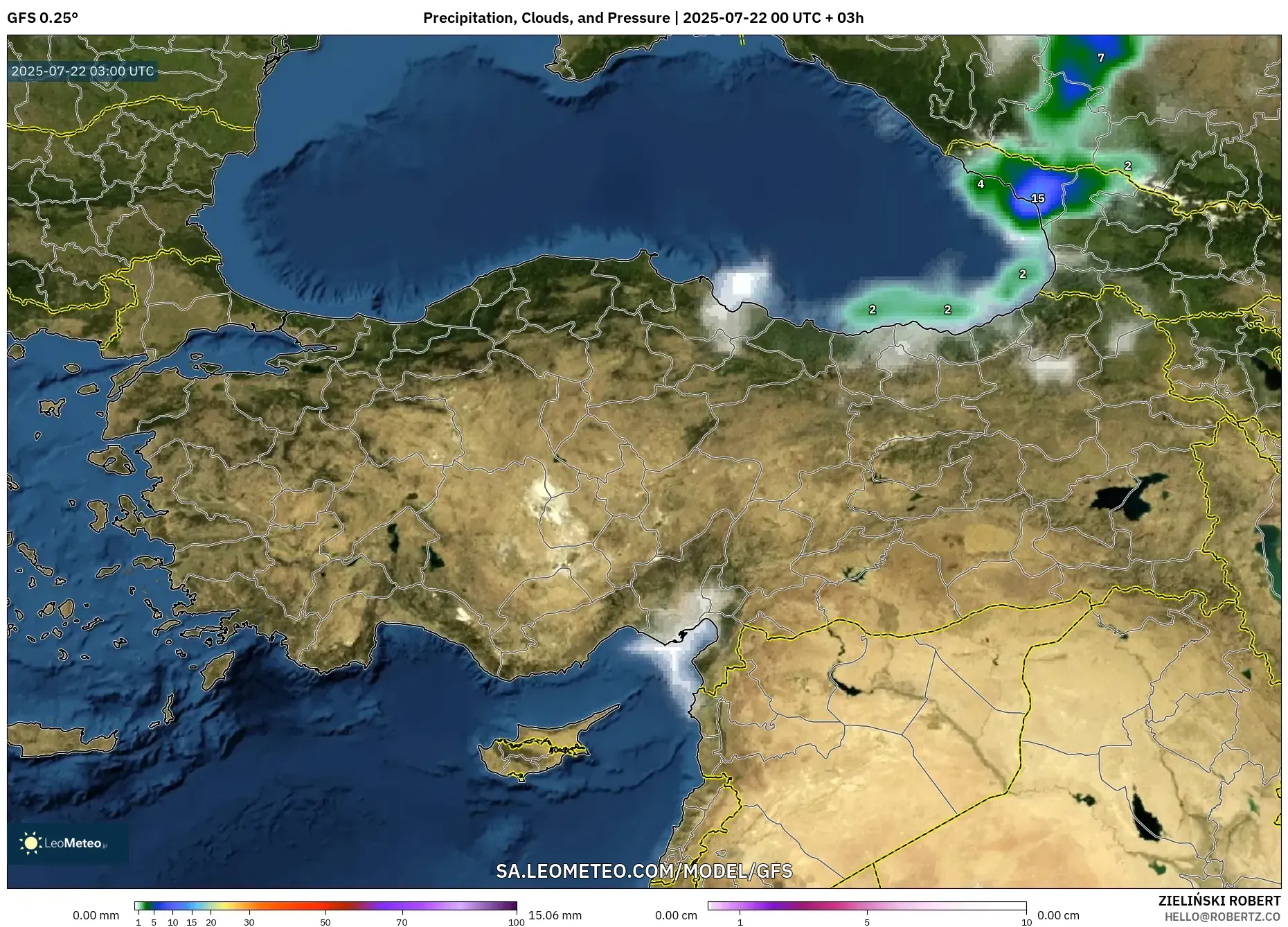 GFS model - Turkey, Precipitation, Clouds, and Pressure GFS model - Turkey, Precipitation, Clouds, and Pressure