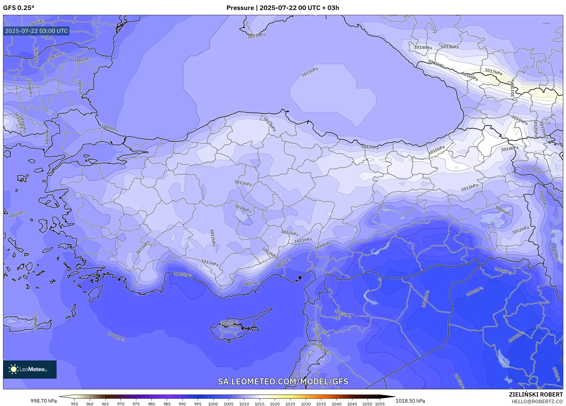 GFS model - Turkey, Pressure GFS model - Turkey, Pressure